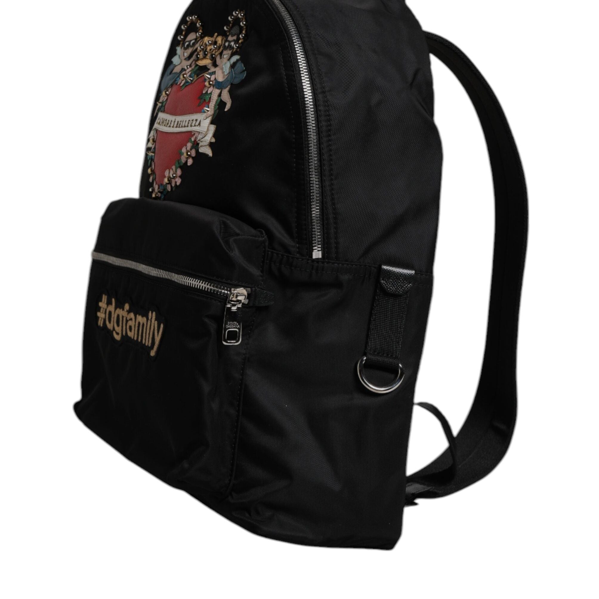 Dolce & Gabbana Black Nylon #DGFAMILY Embellished Backpack VULCANO Bag