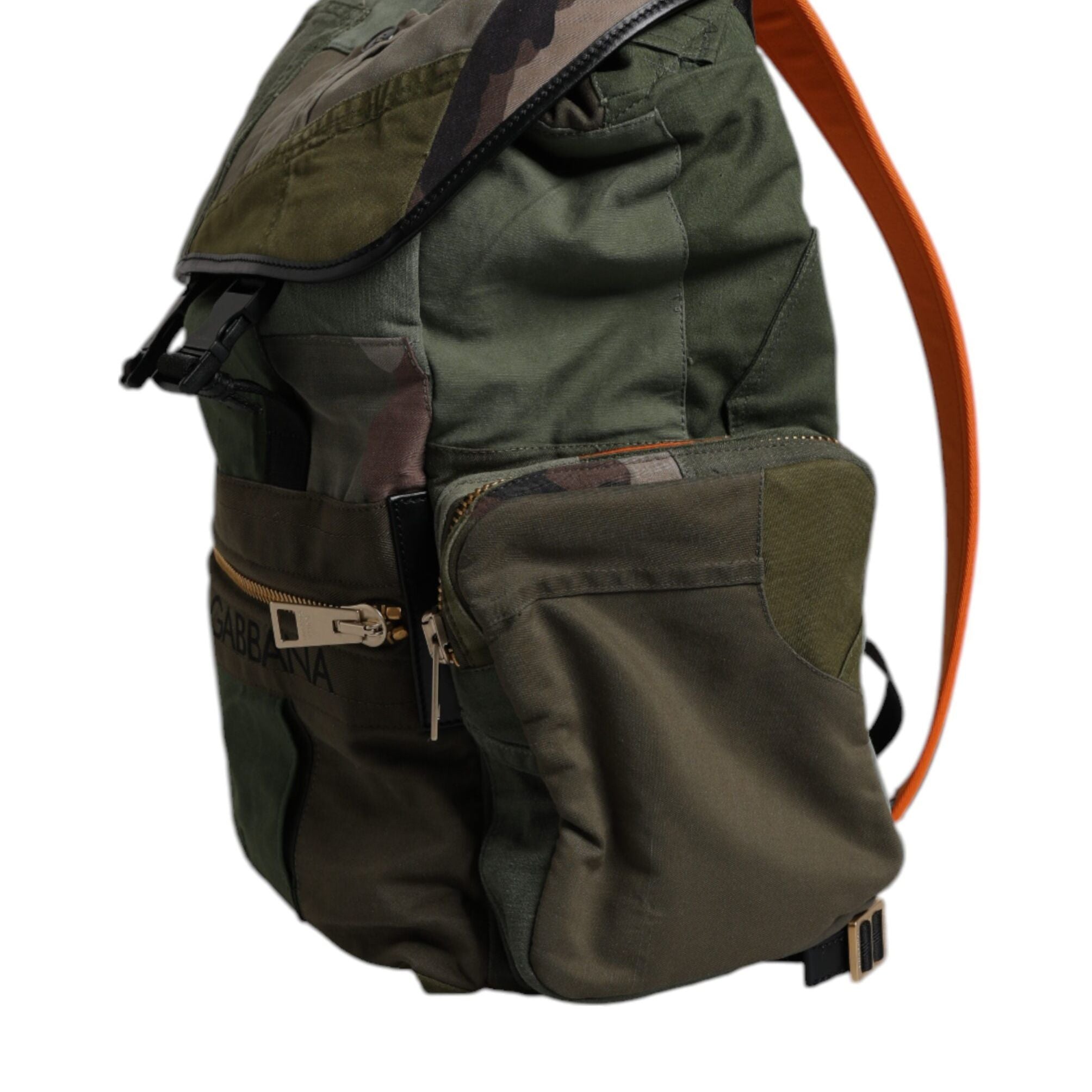 Dolce & Gabbana Military Green Patchwork Travel Backpack Bag