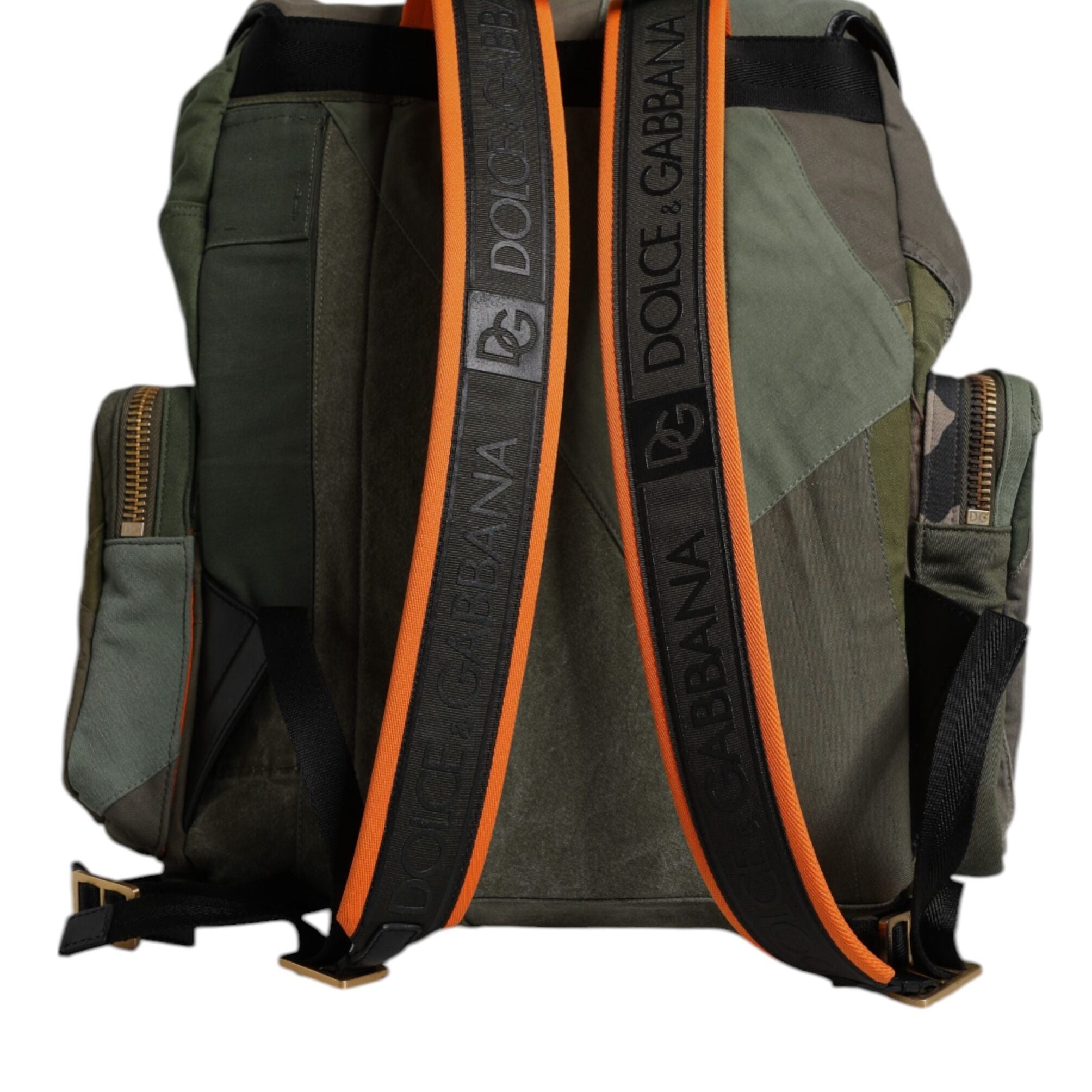 Dolce & Gabbana Military Green Patchwork Travel Backpack Bag