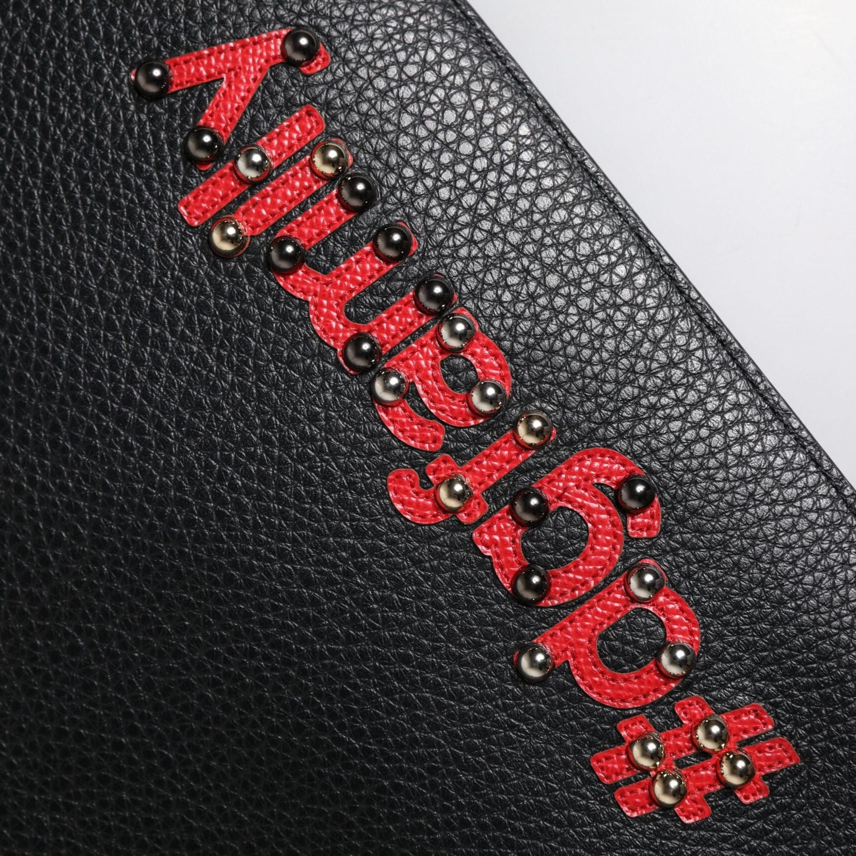 Dolce & Gabbana Black #DGFamily Embellished Leather Clutch Bag