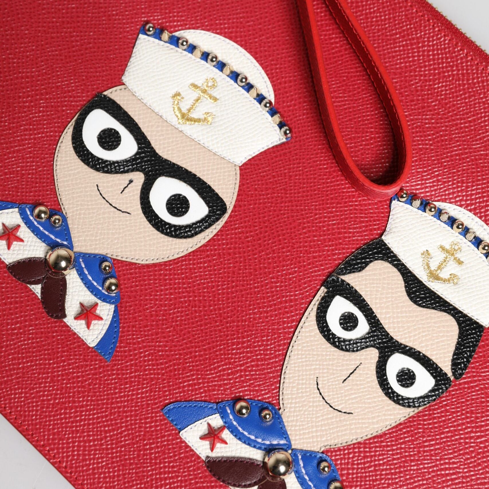 Dolce & Gabbana Red #DGFamily Embellished Leather Clutch Bag