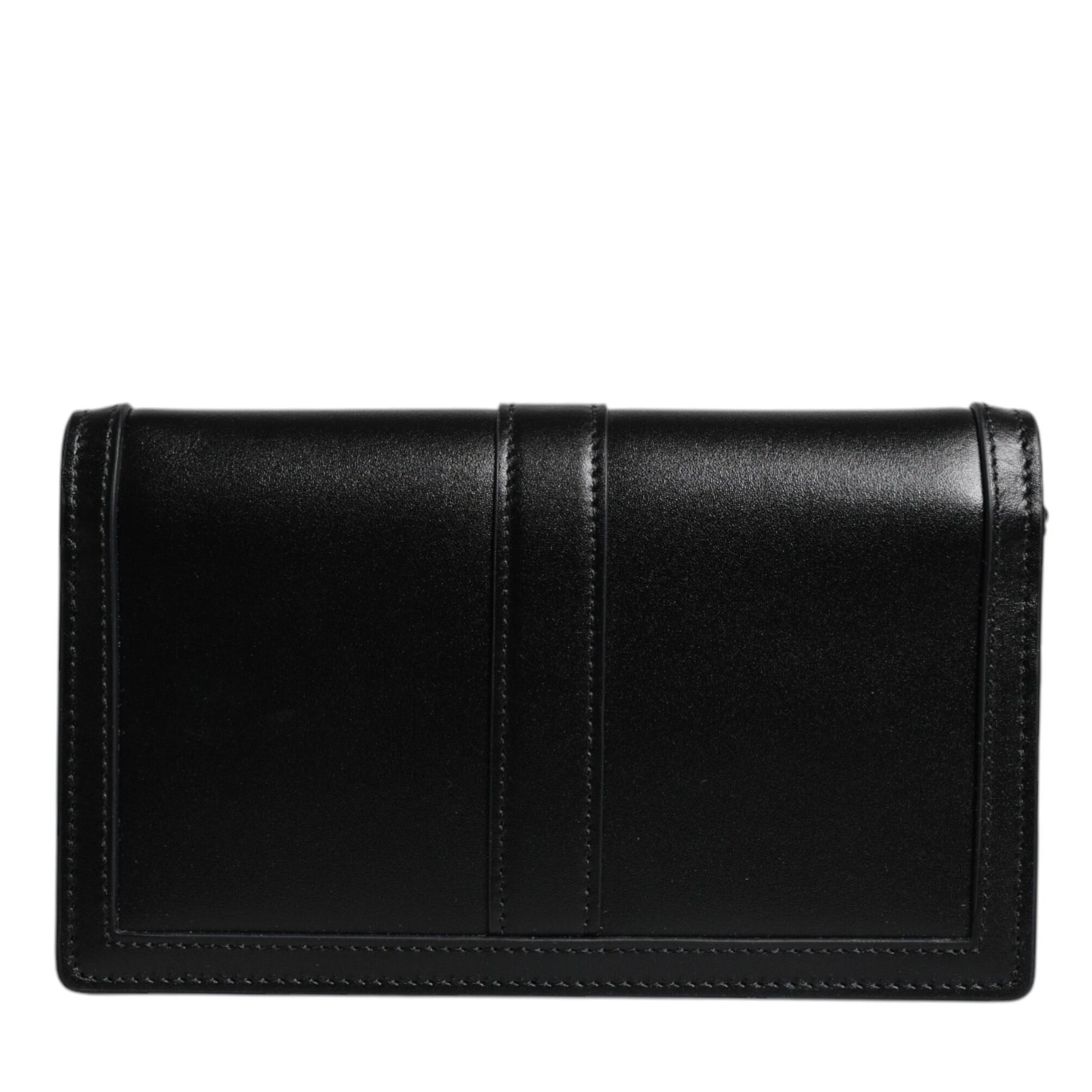 Versace Black Calfskin Leather Chain Strap Shoulder Crossbody Bag