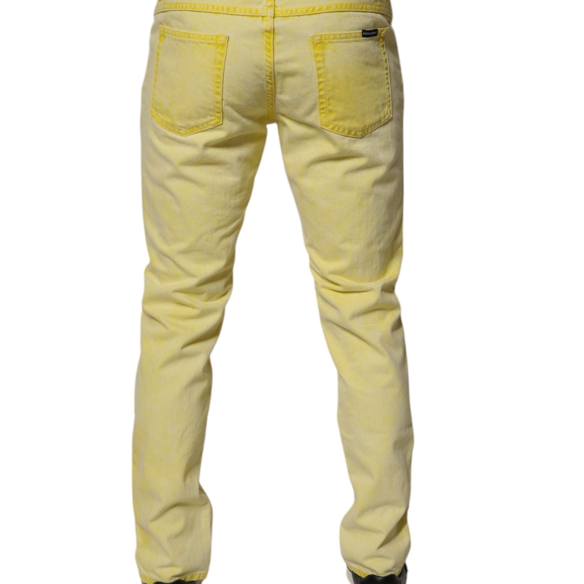 Dolce & Gabbana Yellow Cotton Stretch Skinny Men Denim Jeans