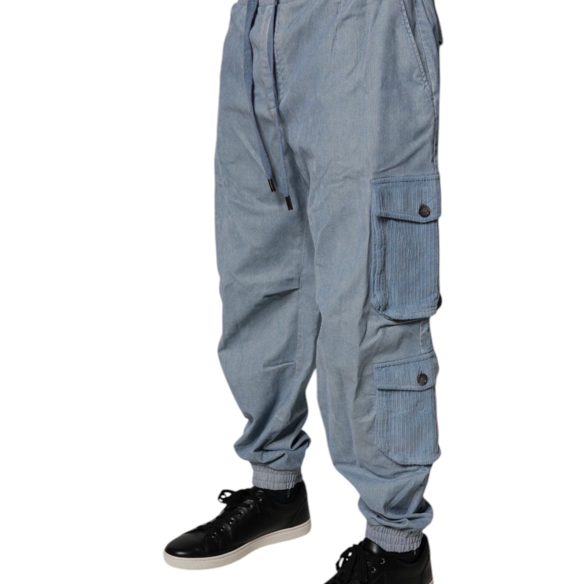 Dolce & Gabbana Light Blue Cotton Jogger Cargo Men Denim Pants
