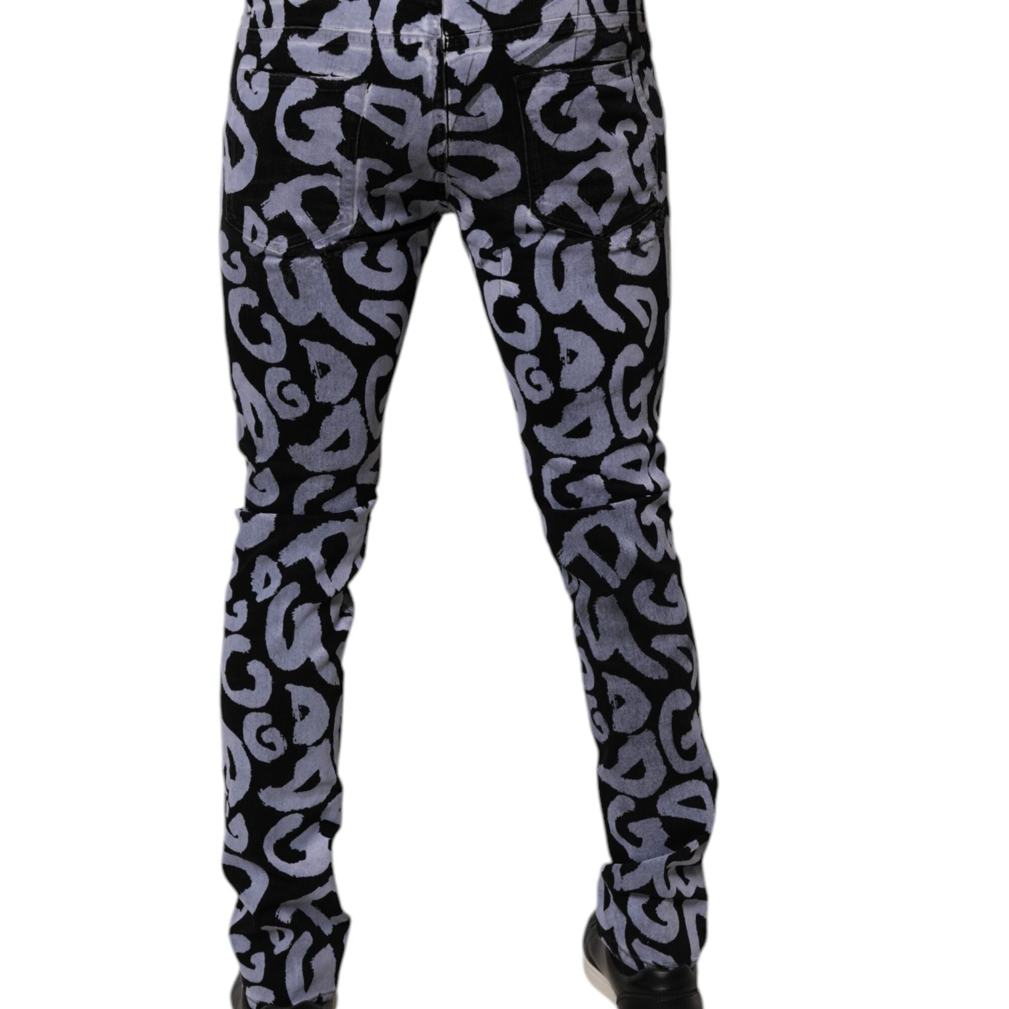 Dolce & Gabbana Black Logo Monogram Cotton Skinny Denim Jeans