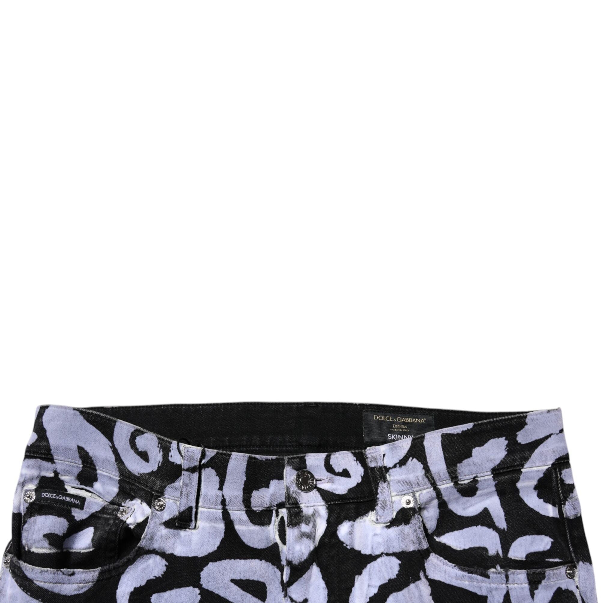 Dolce & Gabbana Black Logo Monogram Cotton Skinny Denim Jeans