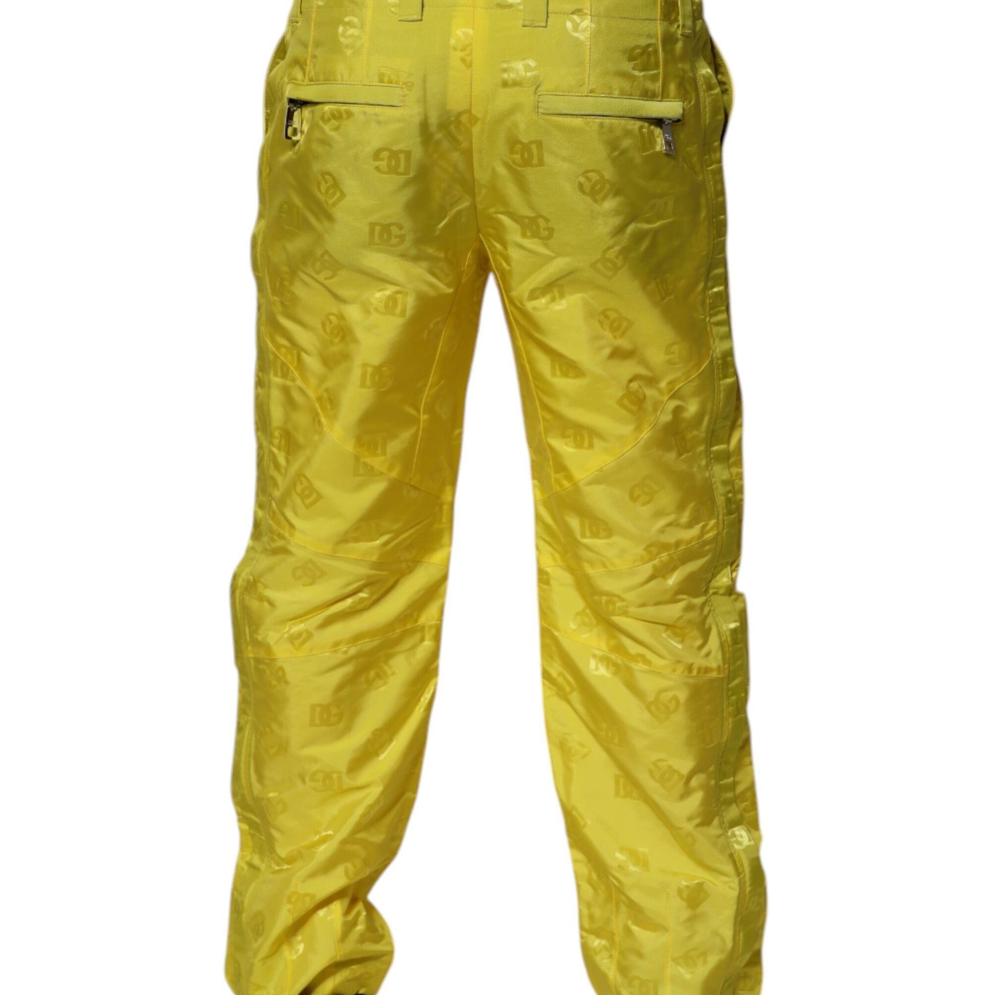 Dolce & Gabbana Yellow DG Monogram Polyester Straight Pants