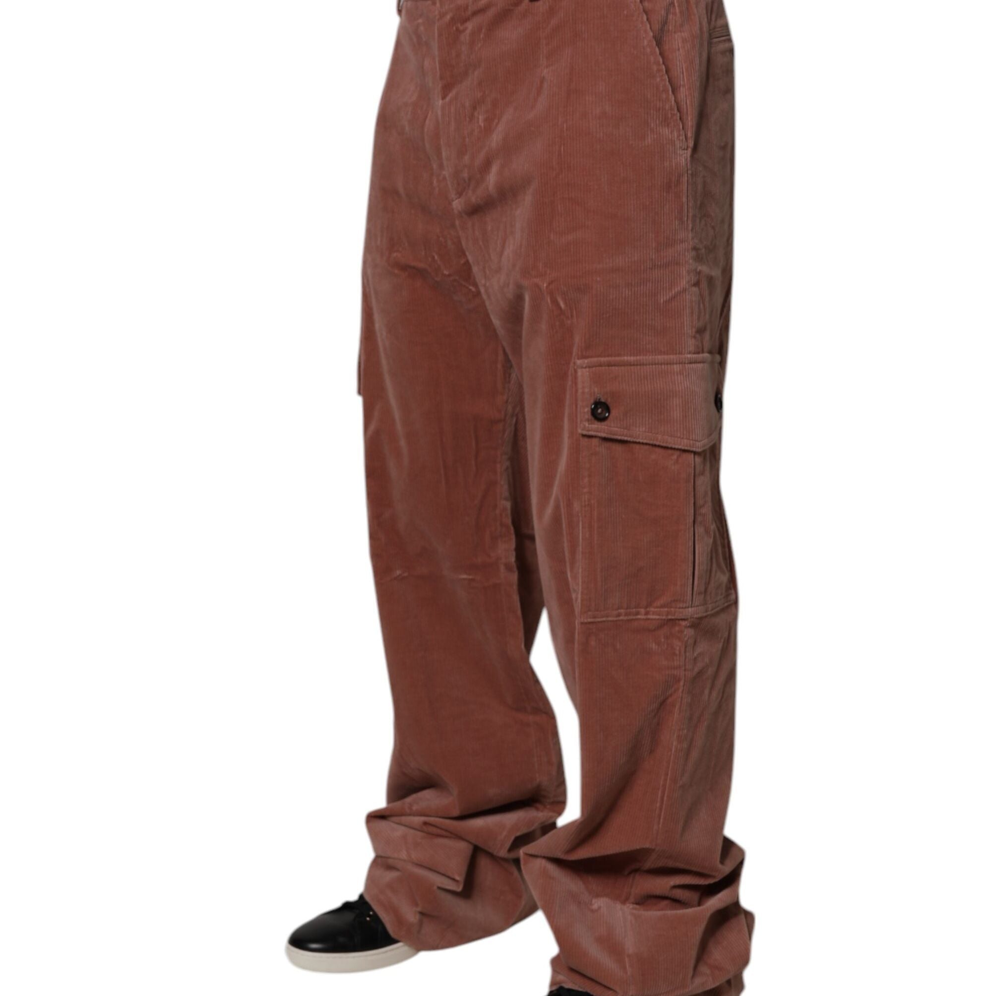 Dolce & Gabbana Brown Corduroy Cotton Cargo Men Denim Jeans