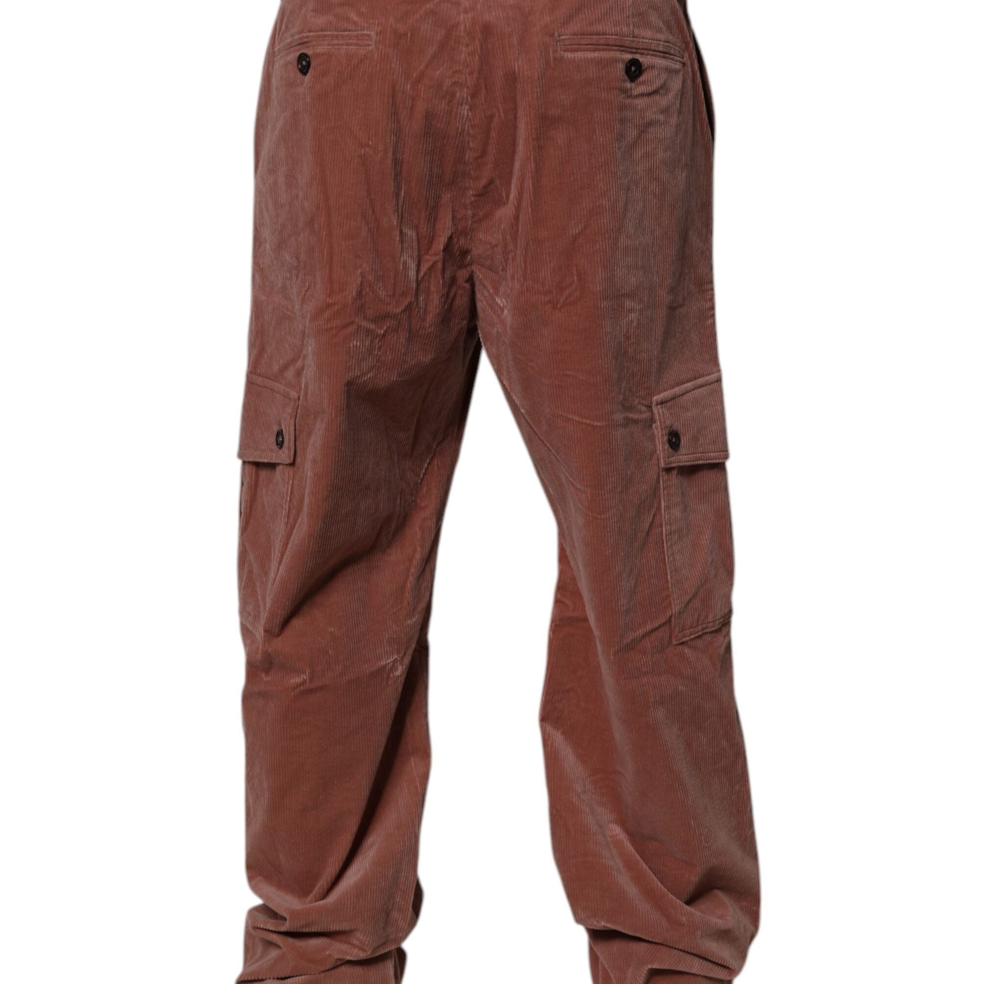 Dolce & Gabbana Brown Corduroy Cotton Cargo Men Denim Jeans