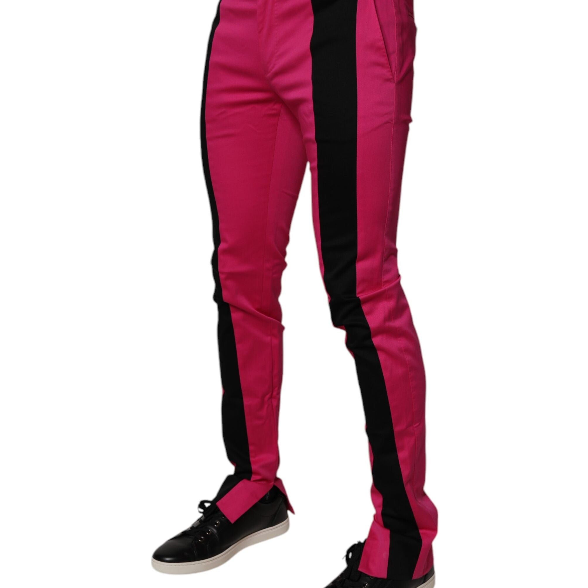 Dolce & Gabbana Pink Black Stripe Slim Fit Men Dress Pants
