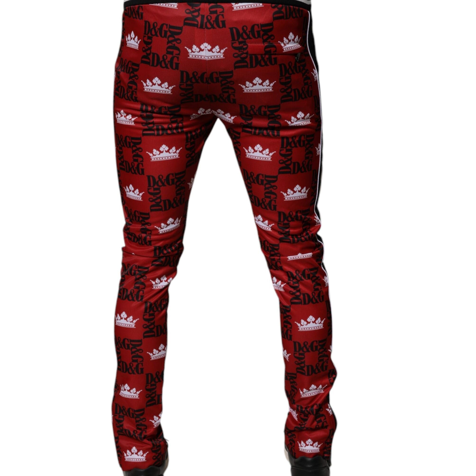 Dolce & Gabbana Red Crown Logo Monogram Men Sweatpants Pants