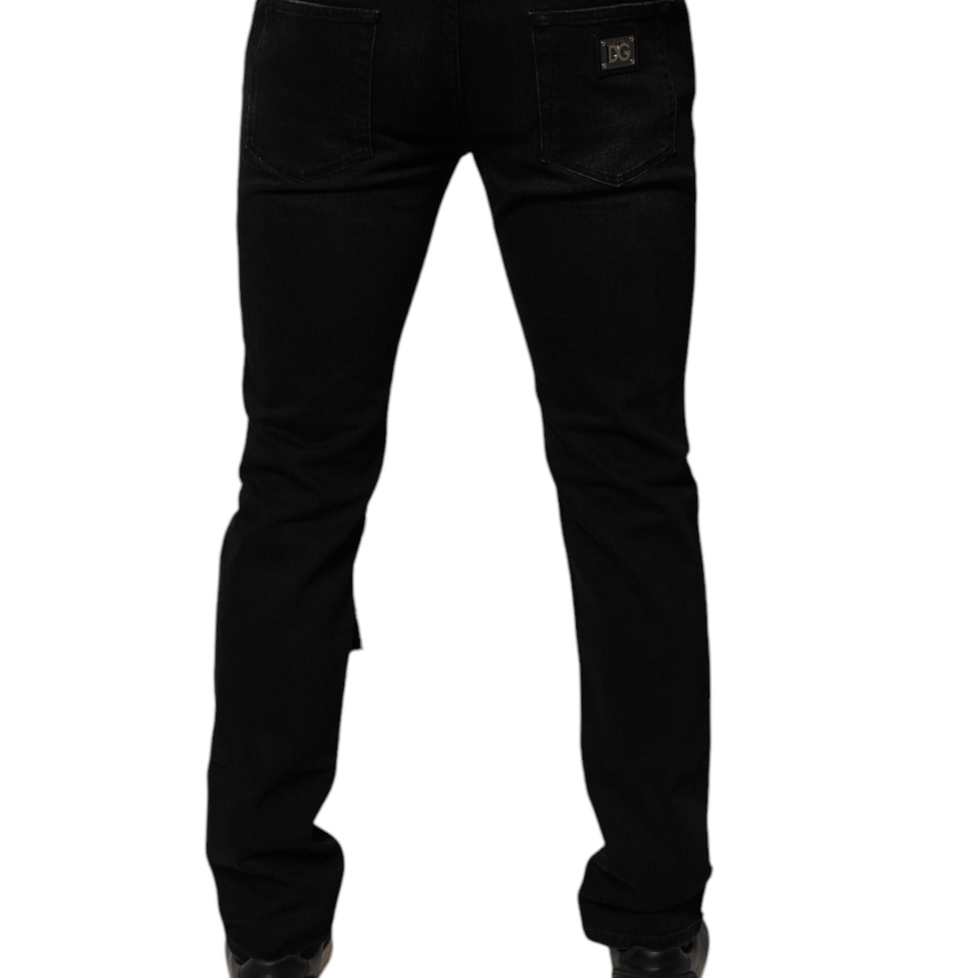 Dolce & Gabbana Black Ripped Cotton Skinny Men Denim Jeans