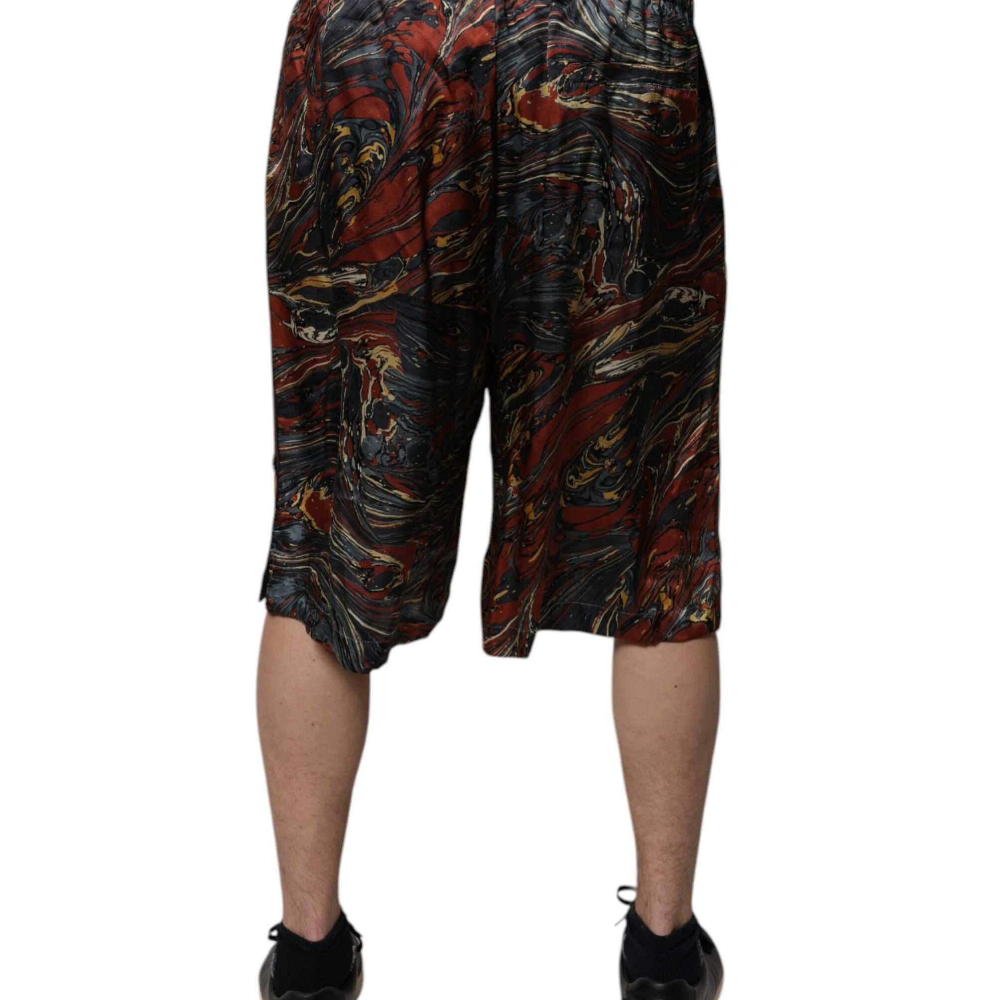 Dolce & Gabbana Multicolor Marble Print Trouser Bermuda Shorts