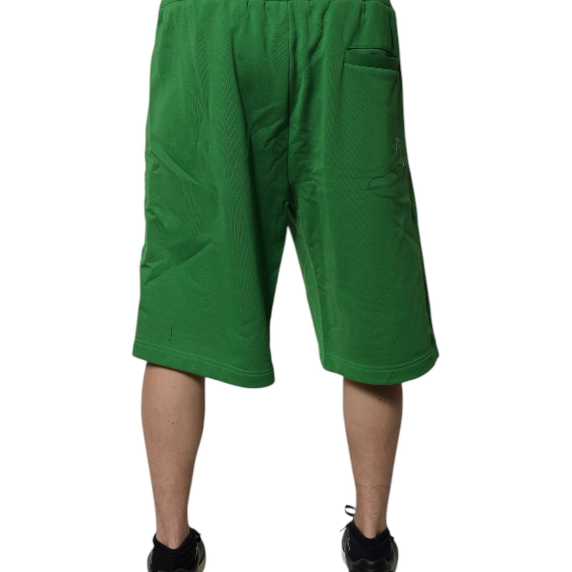 Dolce & Gabbana Green Cotton Men Sweatshorts Bermuda Shorts