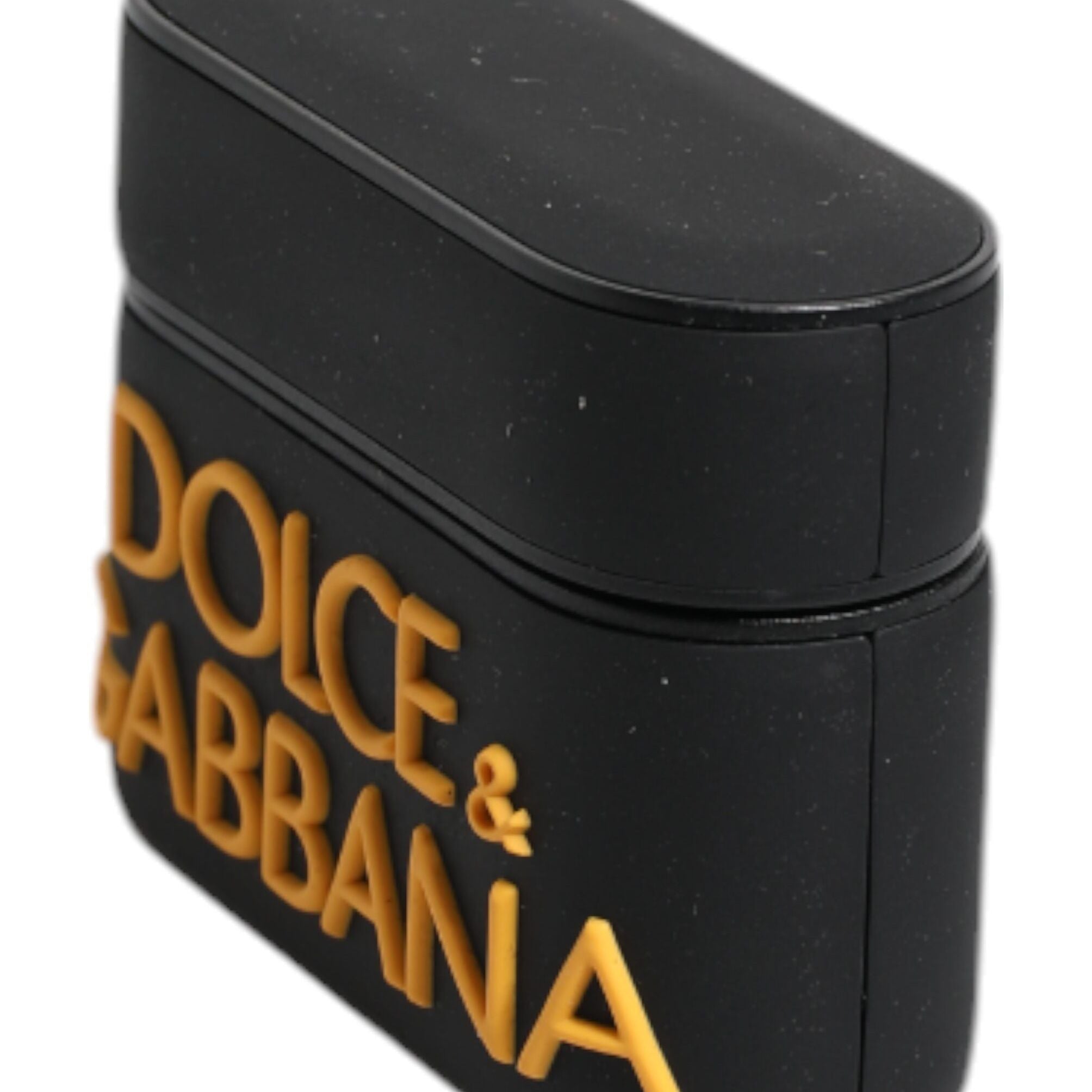 Dolce & Gabbana Black Yellow Silicone Embossed Logo Airpods Case