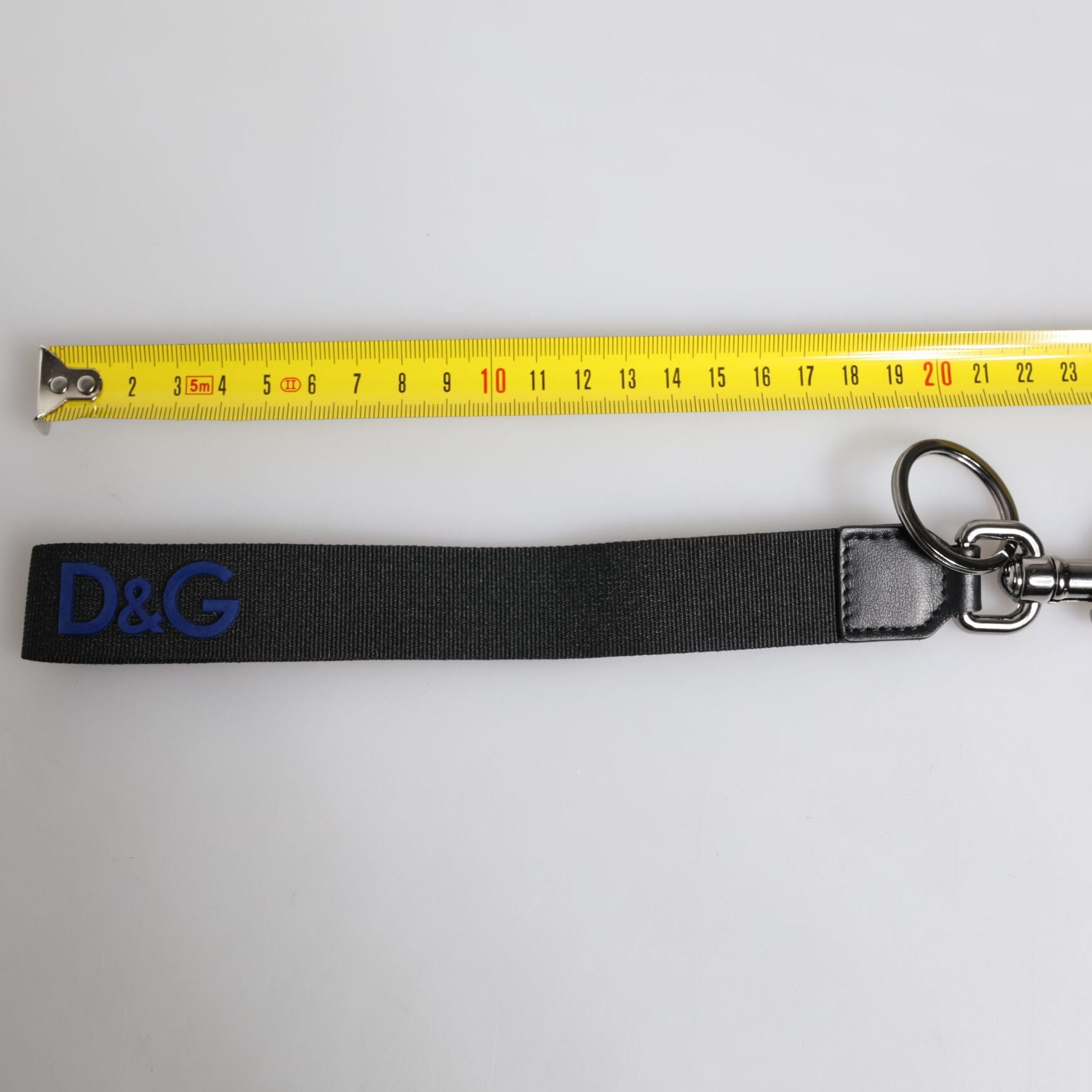 Dolce & Gabbana Black Logo Nylon Silver Brass Men Holder Keychain Keyring
