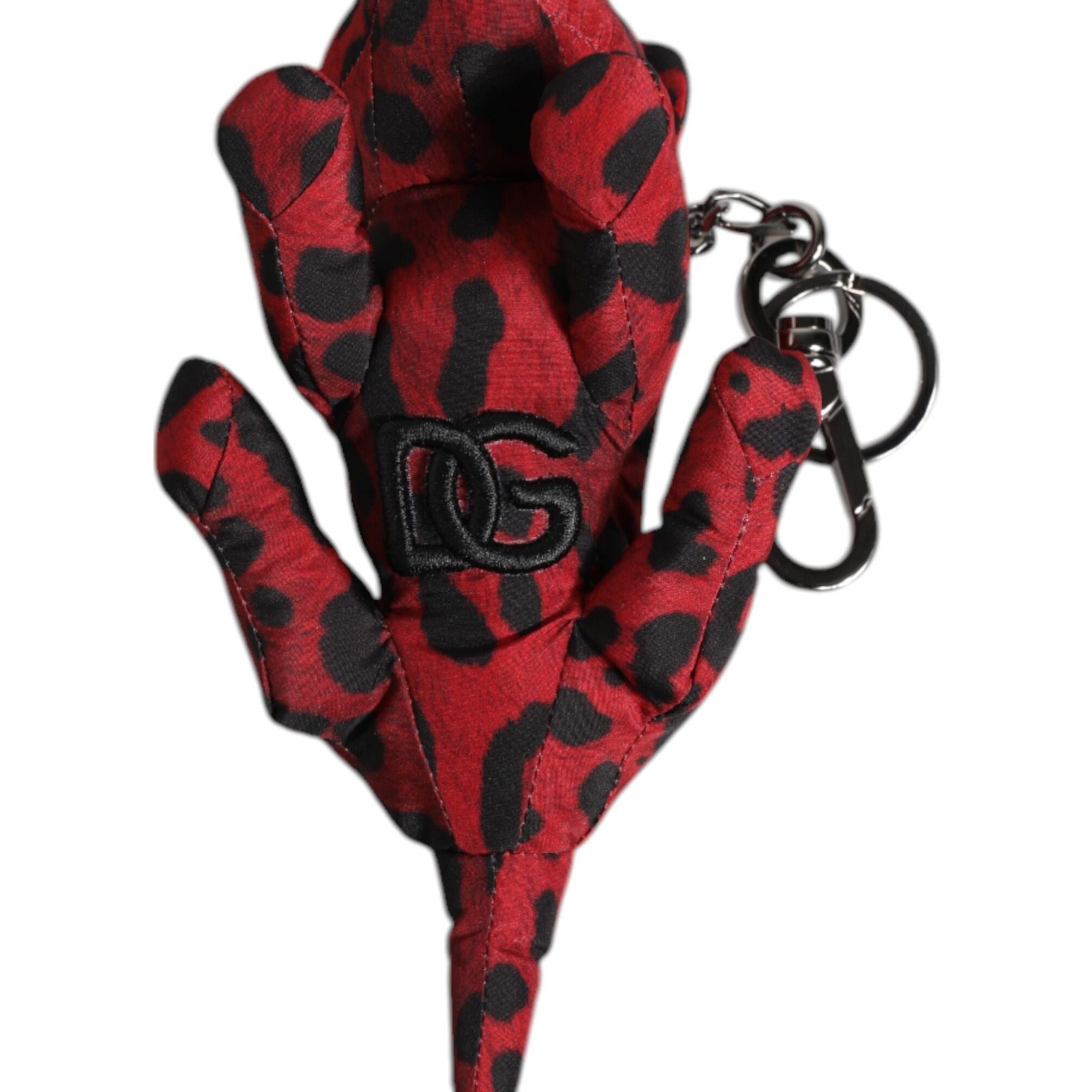 Dolce & Gabbana Red Black Polyester Animal Silhouette Keychain Keyring