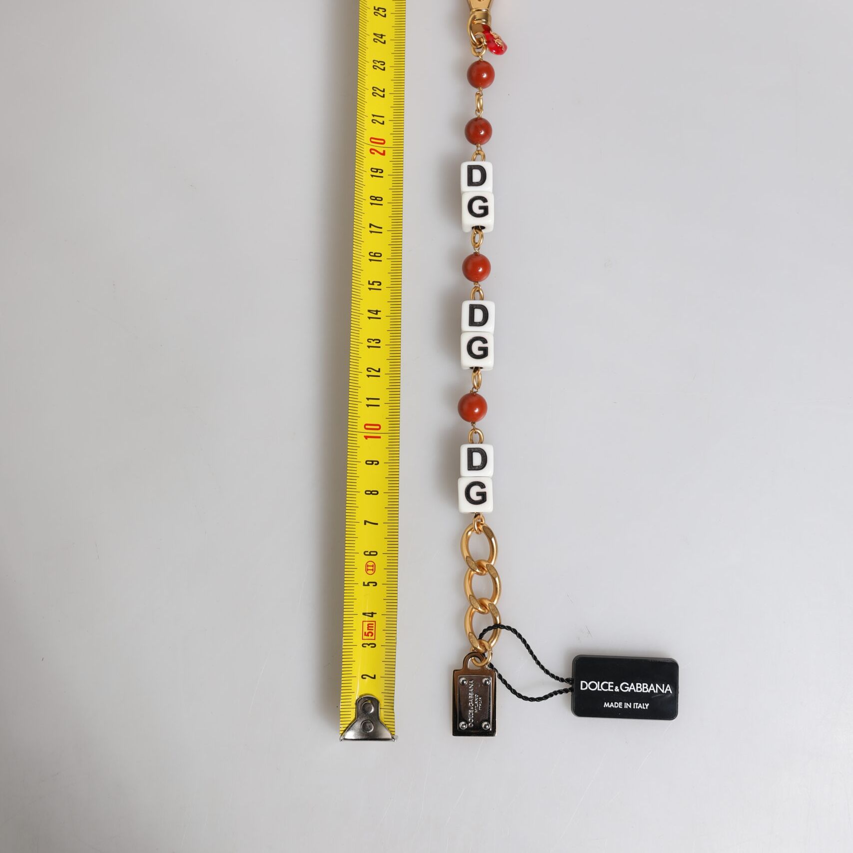Dolce & Gabbana Multicolor Gold Tone Brass Chain DG Logo Dice Bracelet