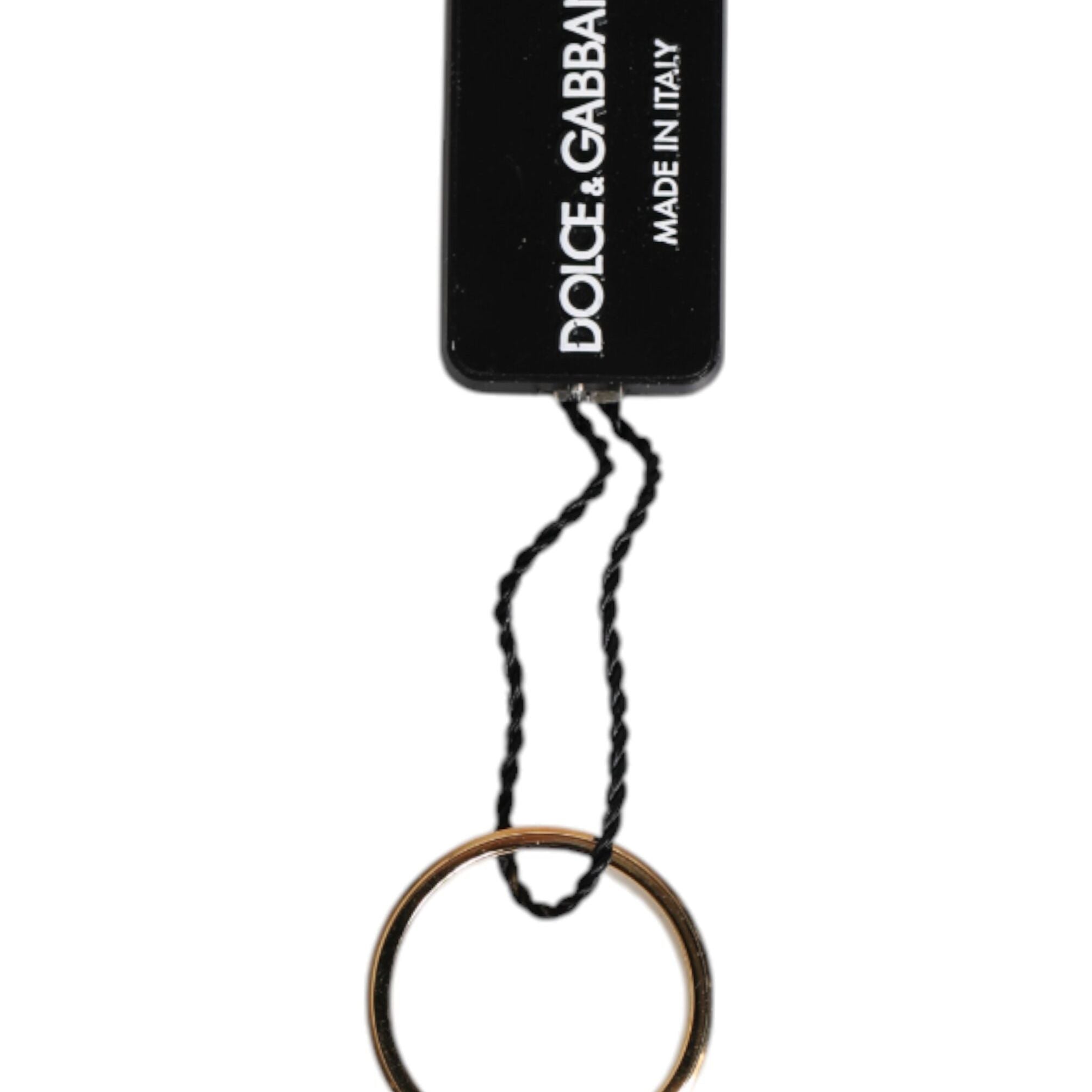 Dolce & Gabbana Gold Tone Brass Red Crystal DG Logo Ring