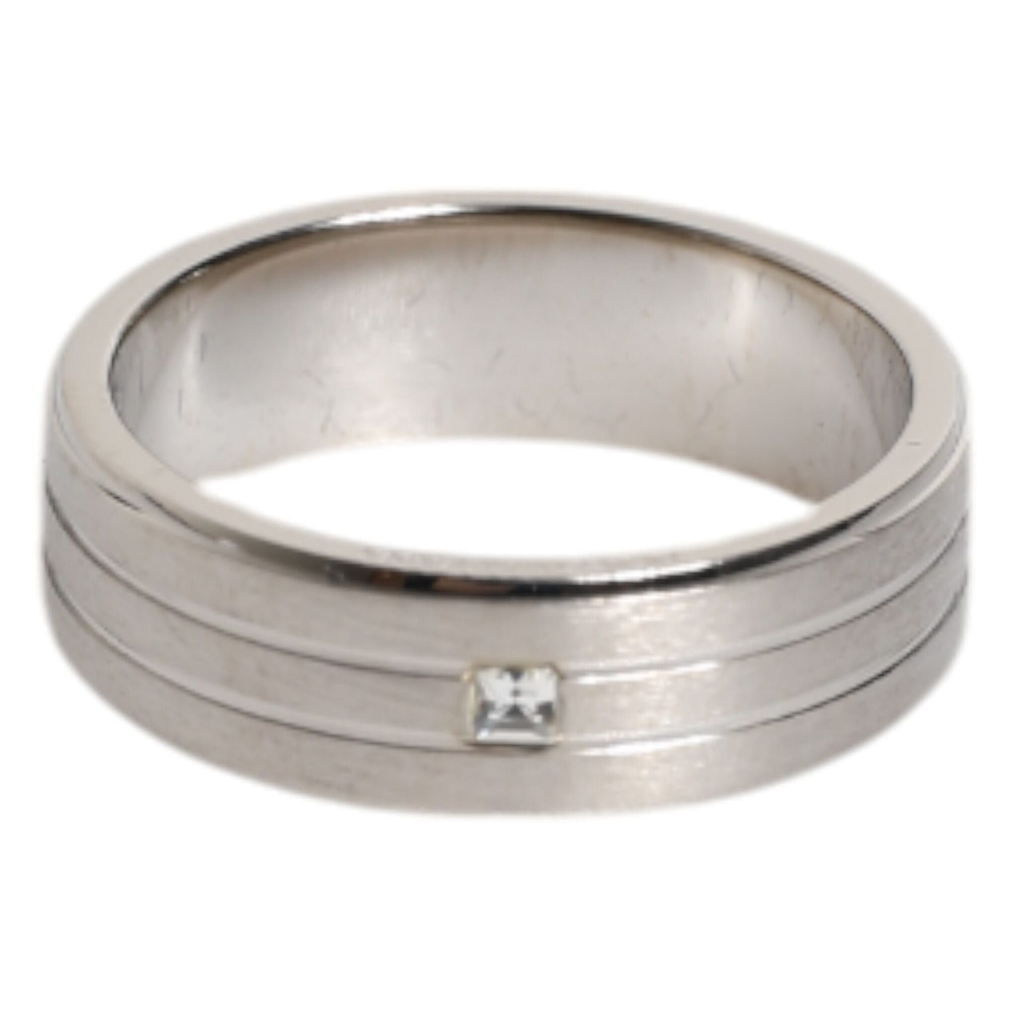 Dolce & Gabbana Silver Tone Brass Clear Crystal DG Logo Ring
