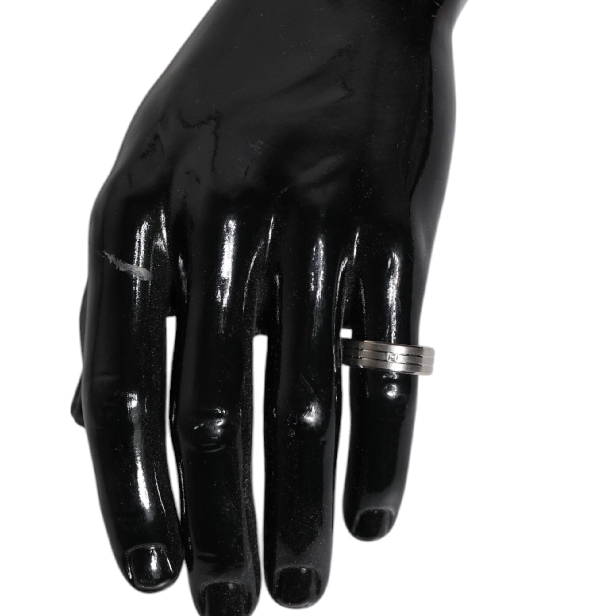 Dolce & Gabbana Silver Tone Brass Clear Crystal DG Logo Ring