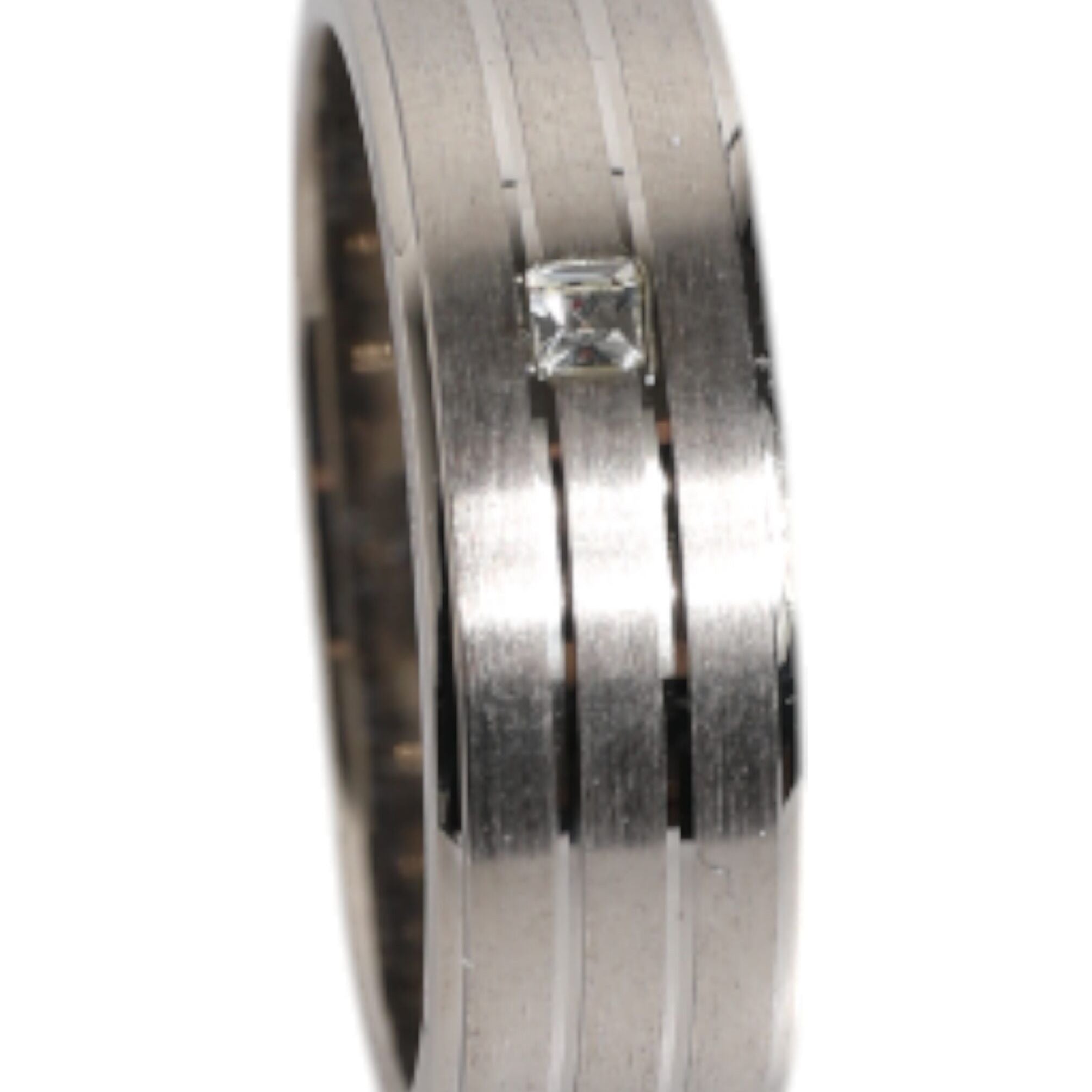 Dolce & Gabbana Silver Tone Brass Clear Crystal DG Logo Ring