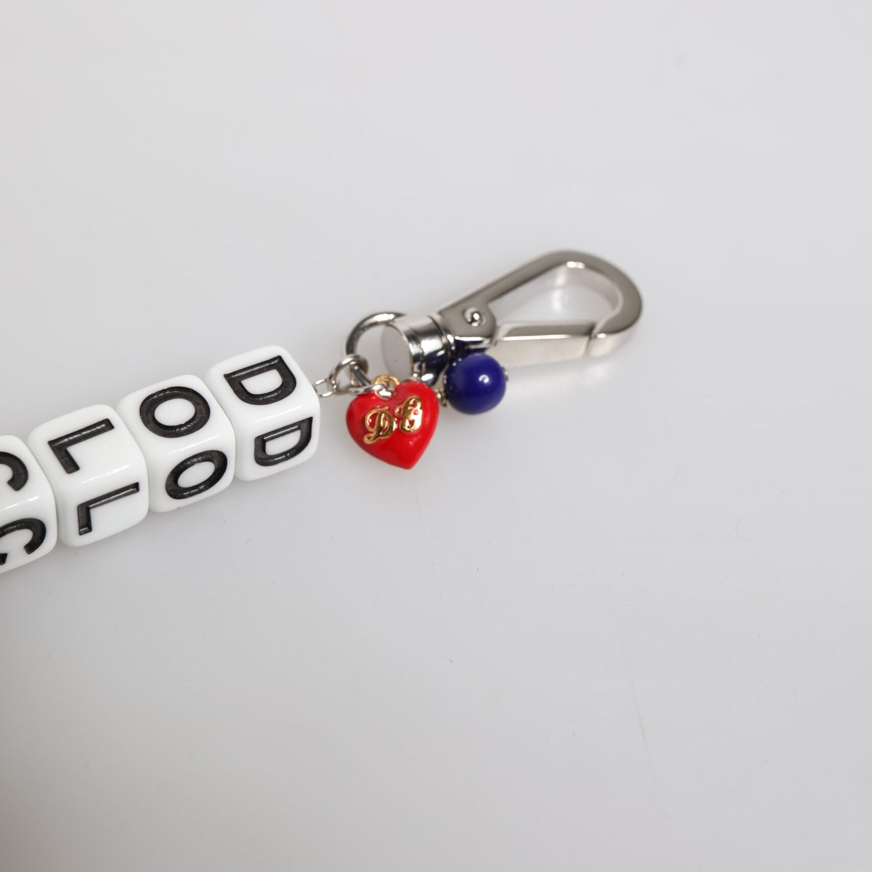 Dolce & Gabbana Silver Brass Chain Dice Logo Embellished Charm Bracelet