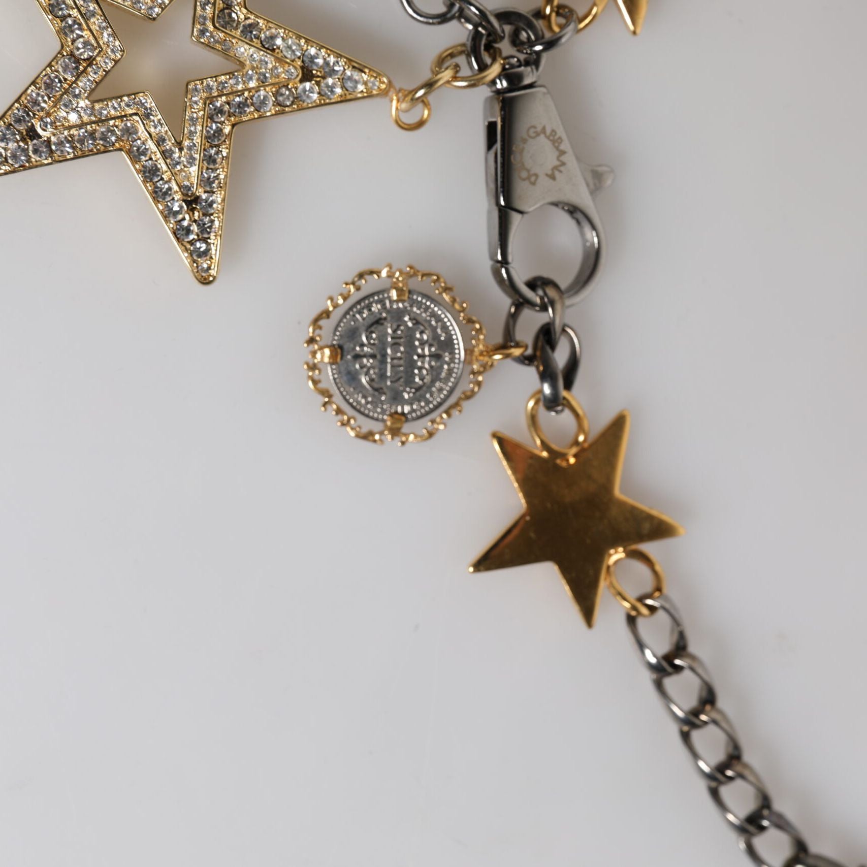 Dolce & Gabbana Silver Gold Brass Embellished Waist Chain Belt