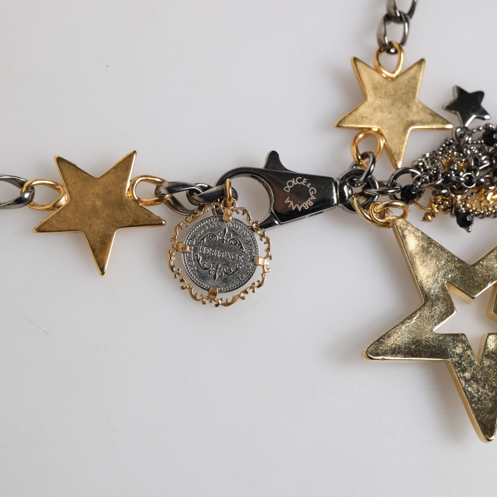 Dolce & Gabbana Silver Gold Brass Embellished Waist Chain Belt