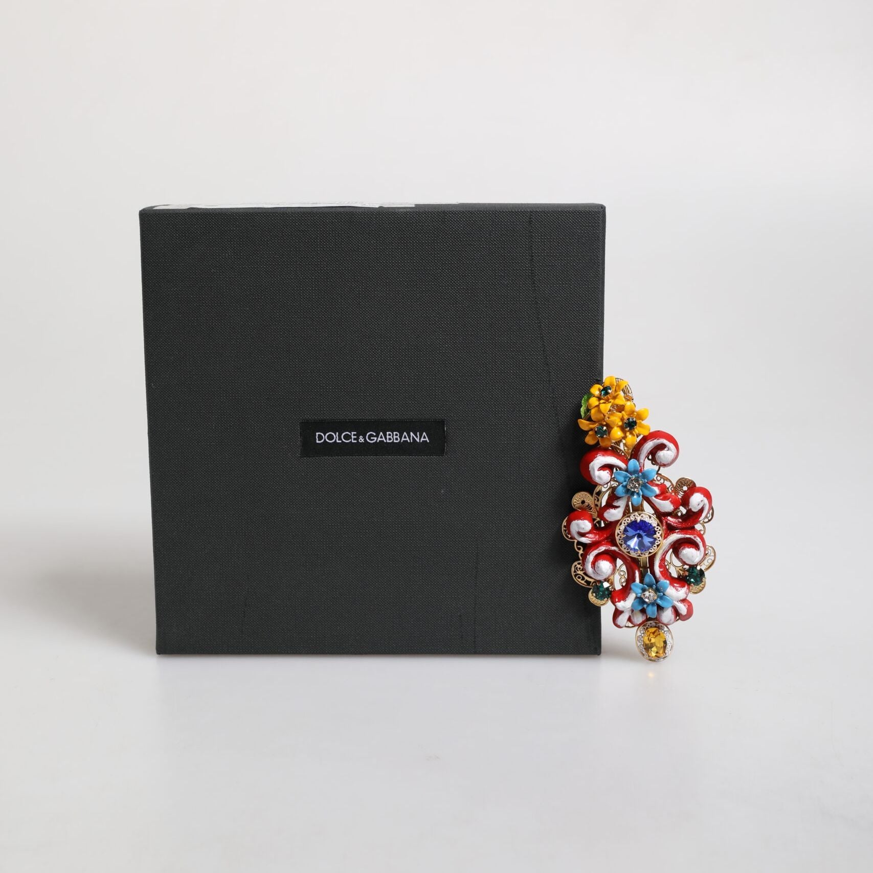 Dolce & Gabbana Multicolor Spring CARRETTO Gold Brass Crystal Hair Clip
