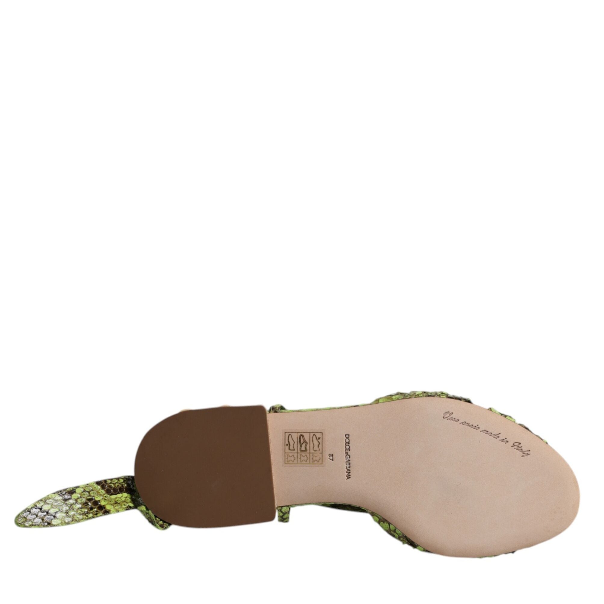 Dolce & Gabbana Green Animal Print Ankle Wrap Sandals Shoes