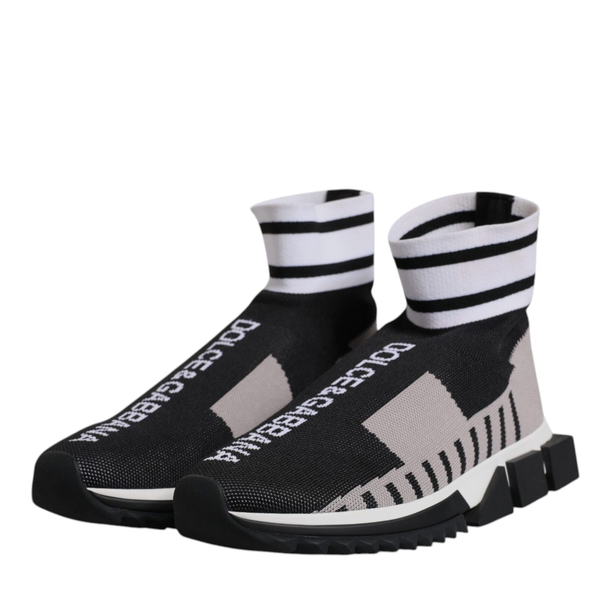 Dolce & Gabbana Black Gray Sorrento Socks Women Sneakers Shoes
