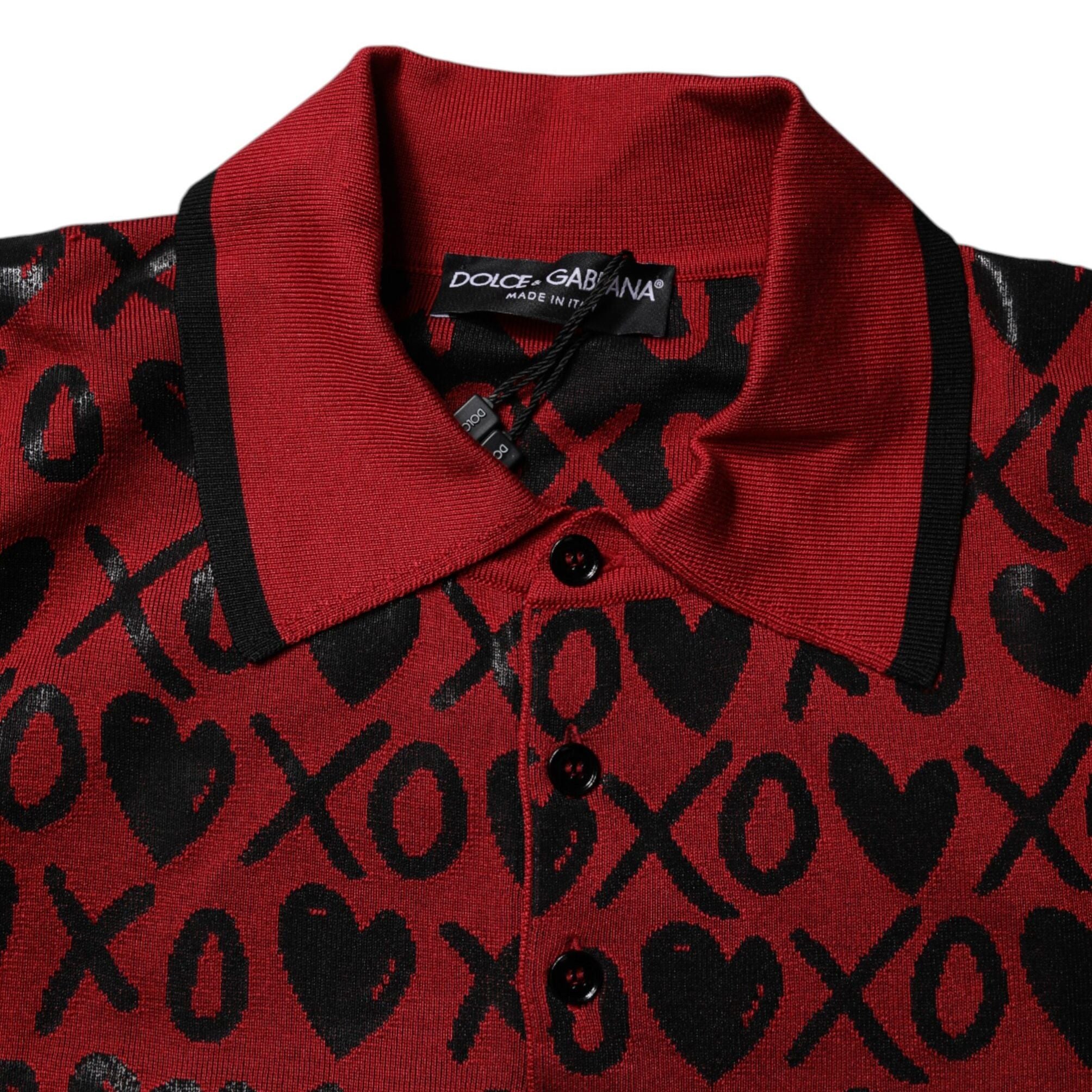 Dolce & Gabbana Red Cotton XOXO Collared Polo T-shirt