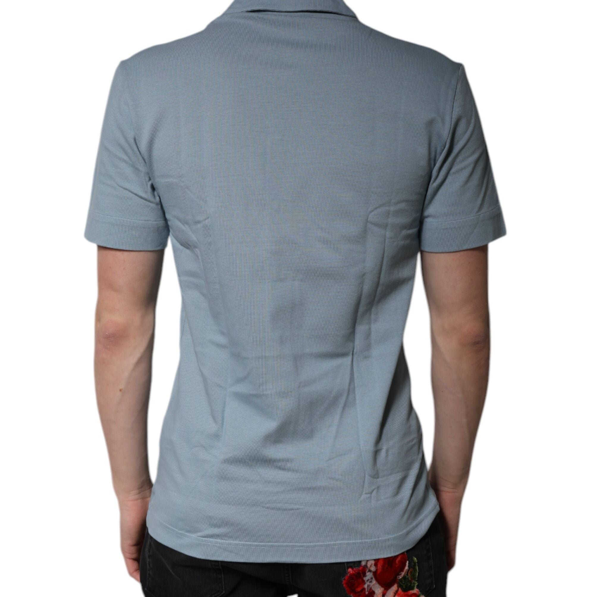 Dolce & Gabbana Blue Cotton Button Down Casual Men Polo Shirt