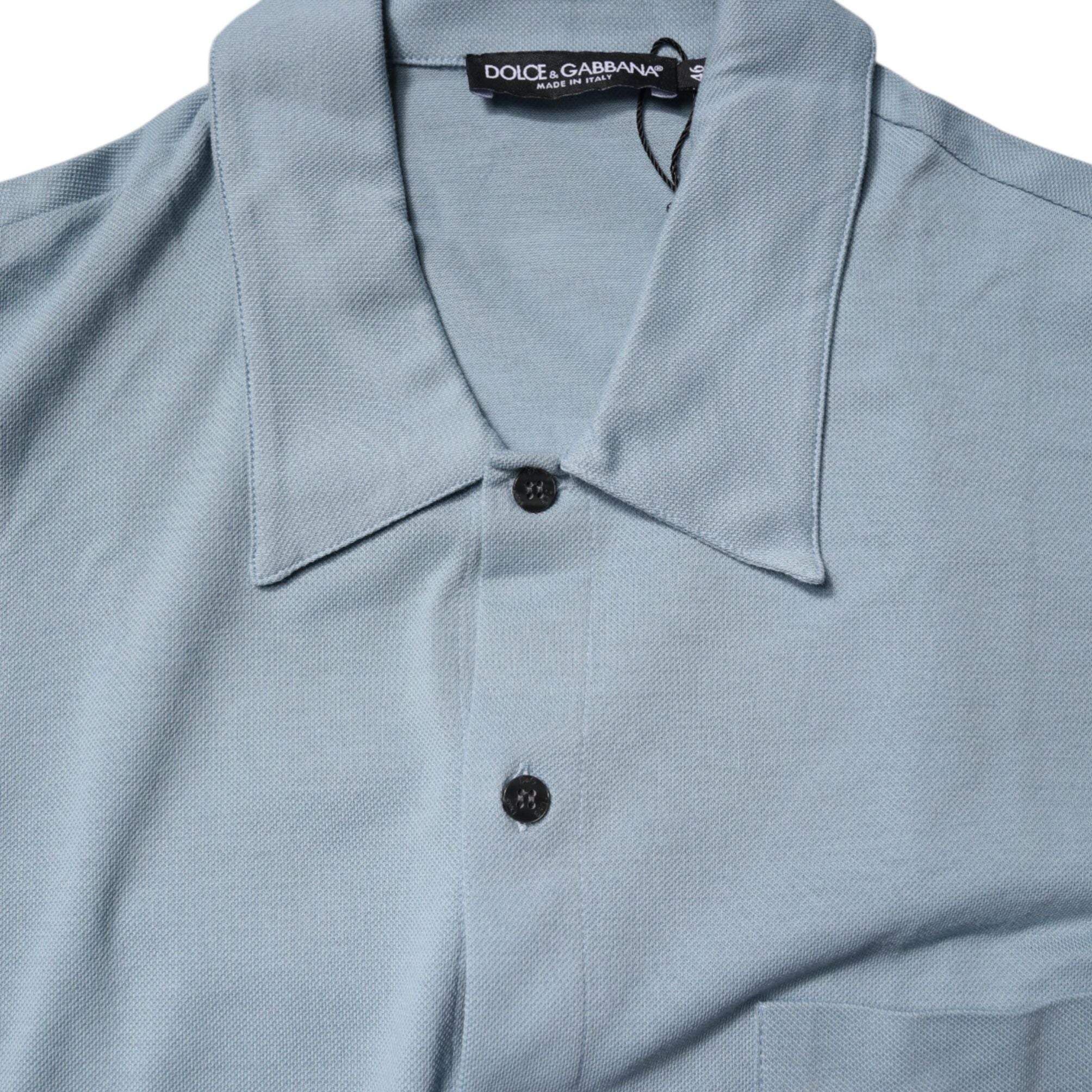 Dolce & Gabbana Blue Cotton Button Down Casual Men Polo Shirt