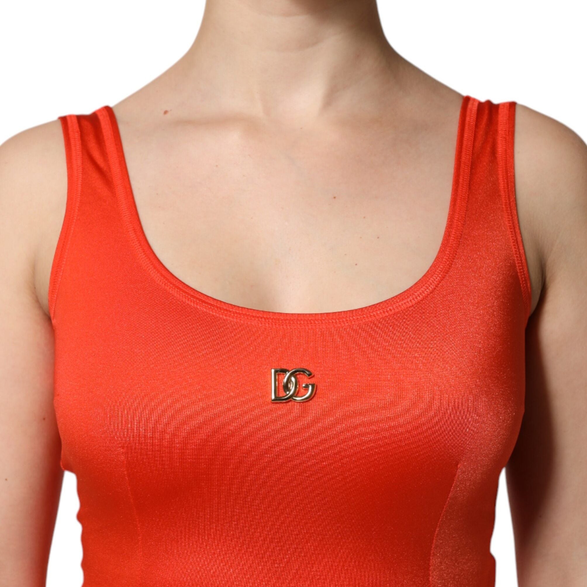Dolce & Gabbana Orange Sleeveless Bodycon Jumpsuit Dress
