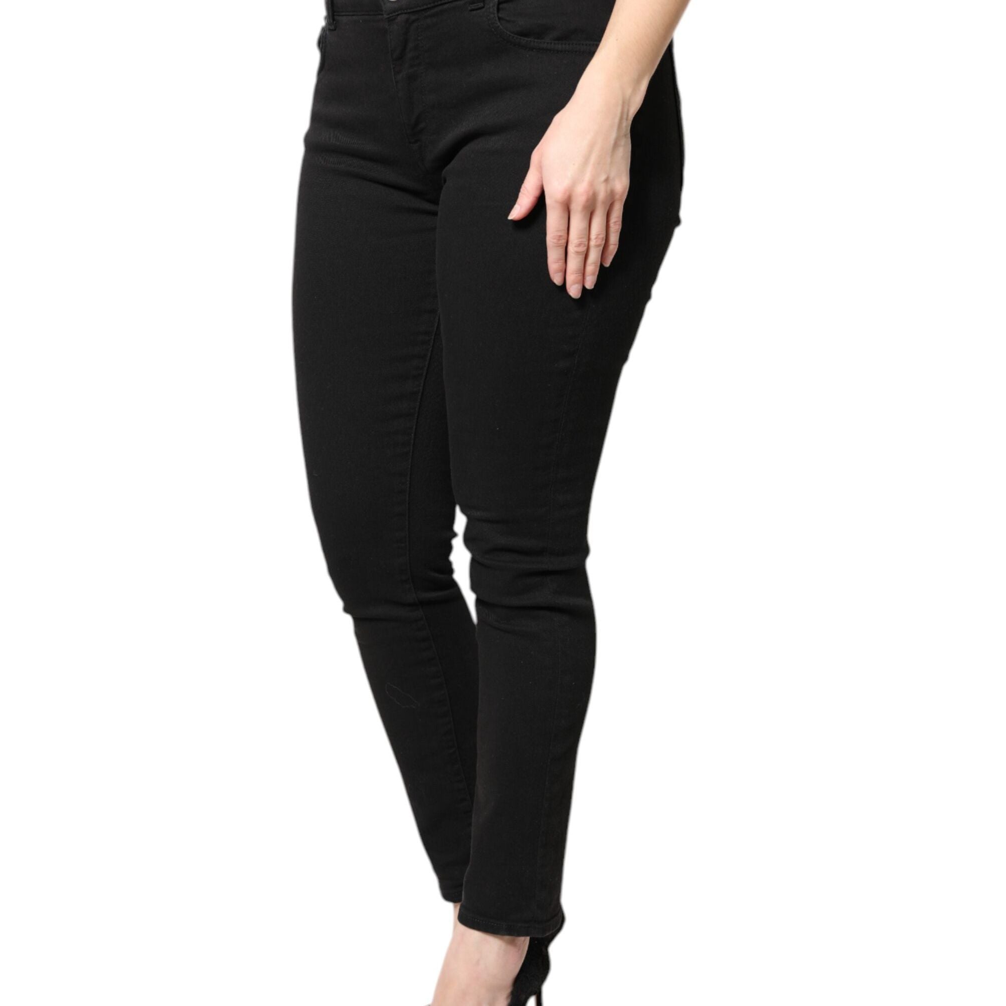 Dolce & Gabbana Black Cotton Mid Waisted Skinny Denim Jeans