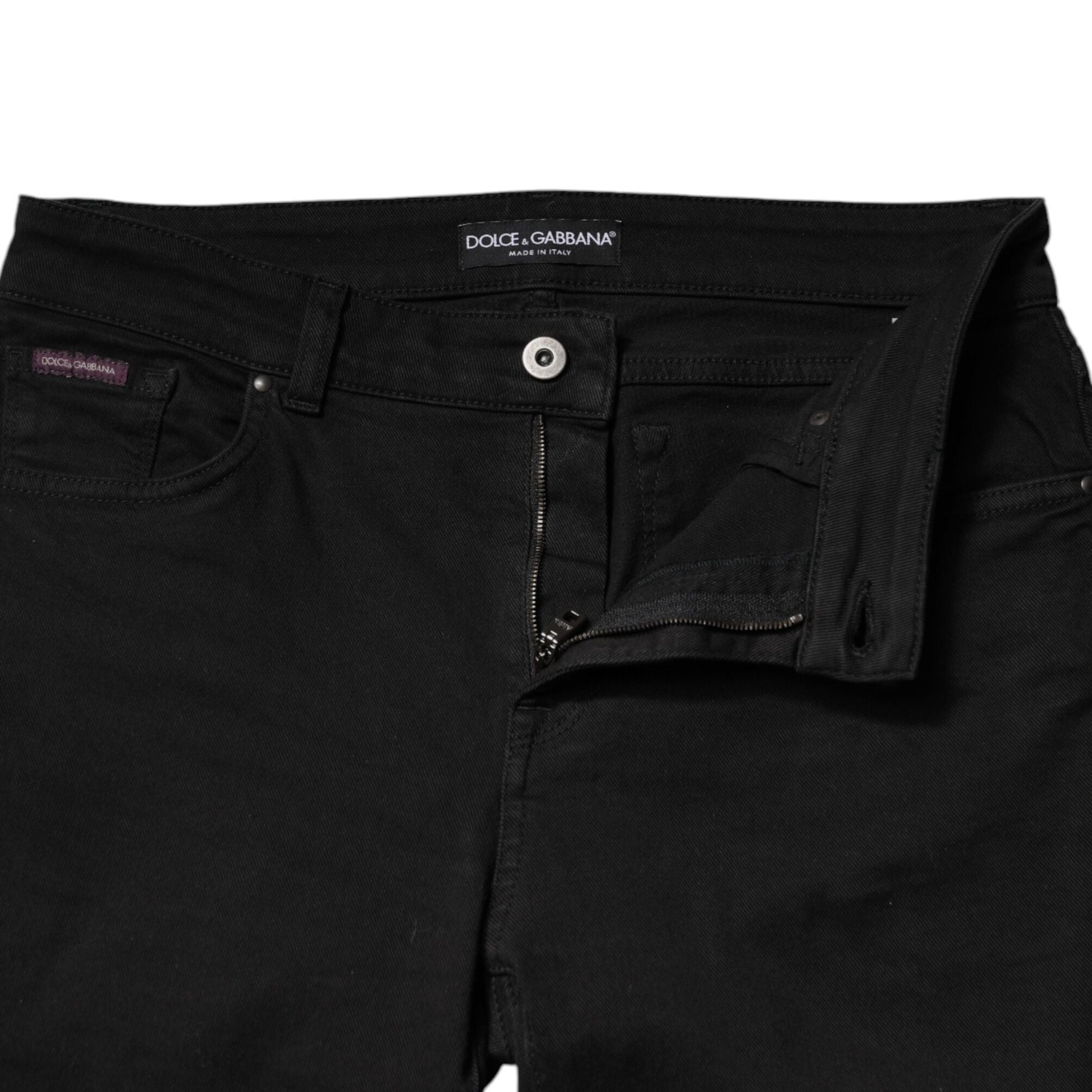 Dolce & Gabbana Black Cotton Mid Waisted Skinny Denim Jeans