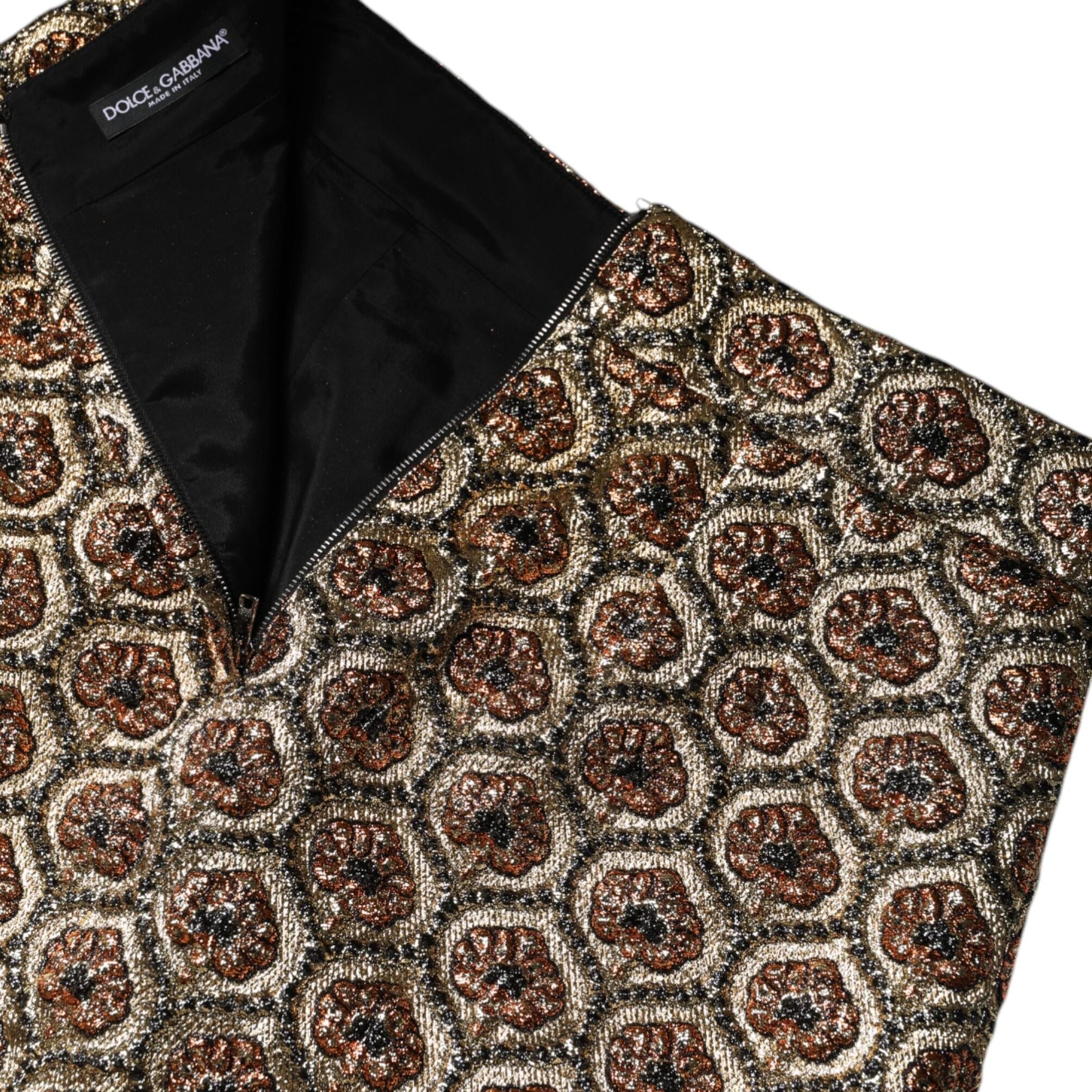 Dolce & Gabbana Brown Polyester Brocade A-line Mini Skirt