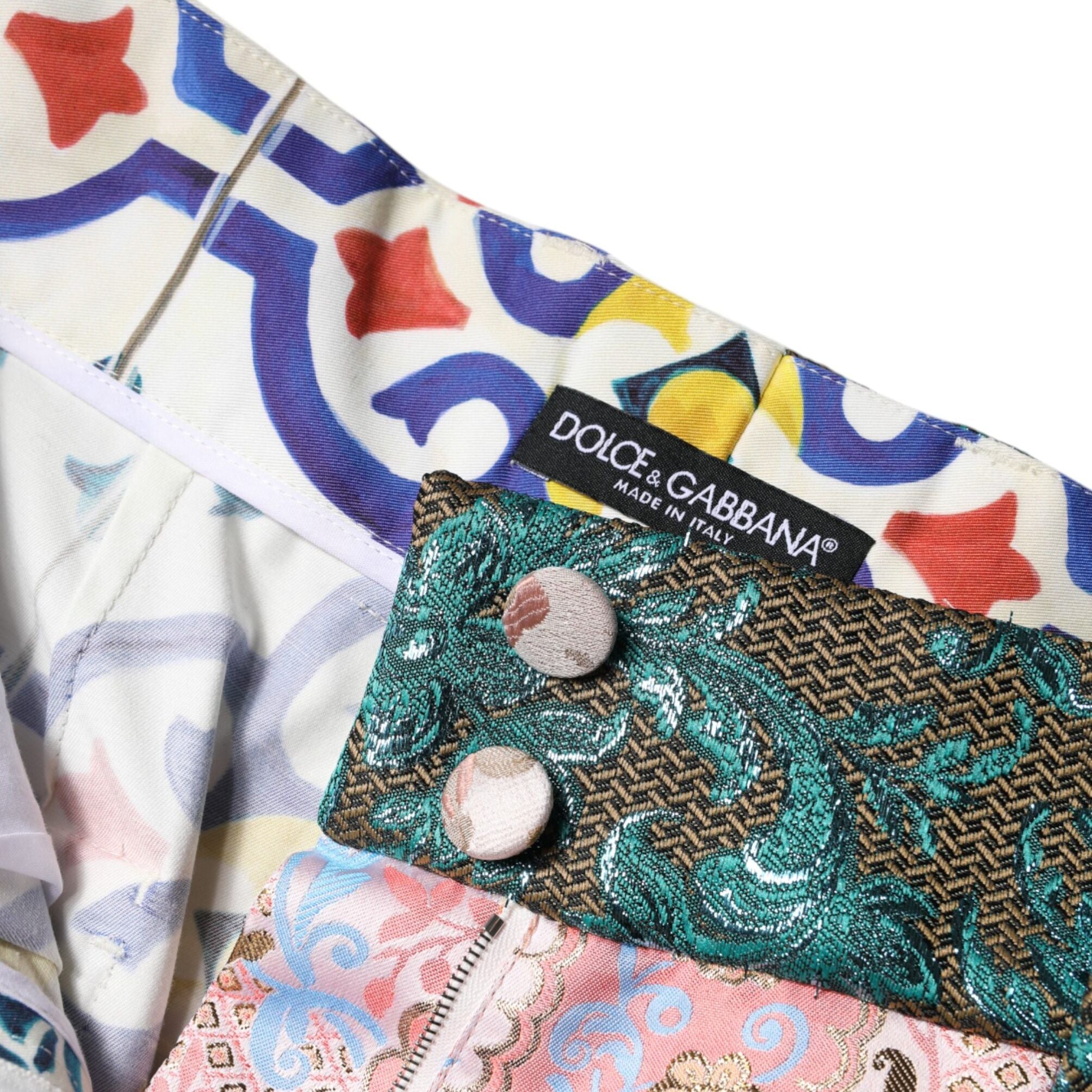 Dolce & Gabbana Multicolor Cotton Patchwork Hot Pants Shorts