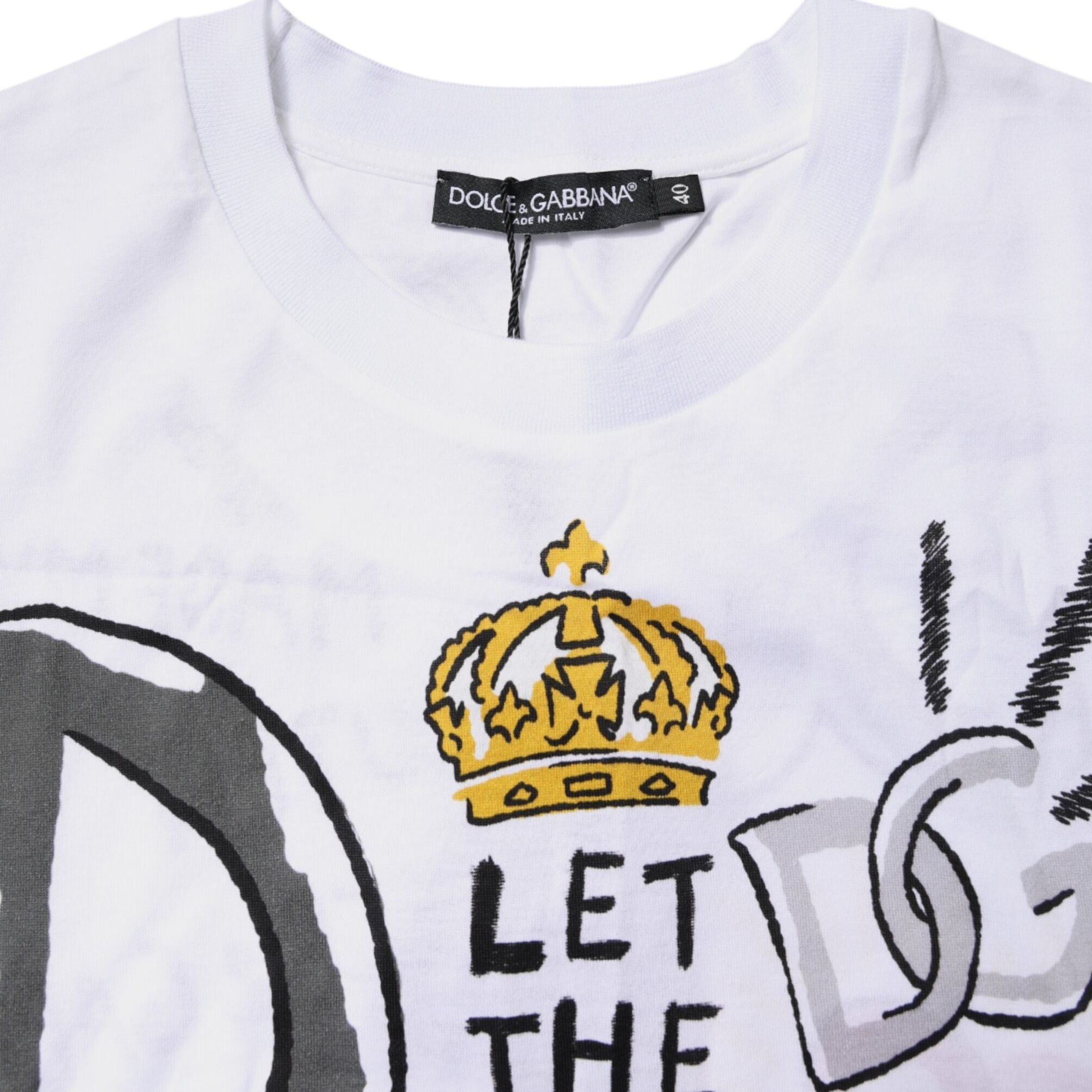 Dolce & Gabbana White Short-Sleeved Printed Jersey T-shirt
