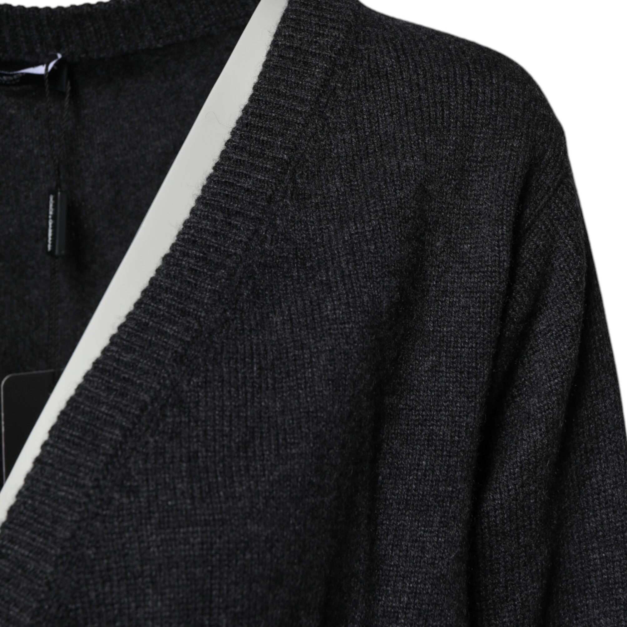 Dolce & Gabbana Grey Cashmere Deep V-neck Pullover Sweater