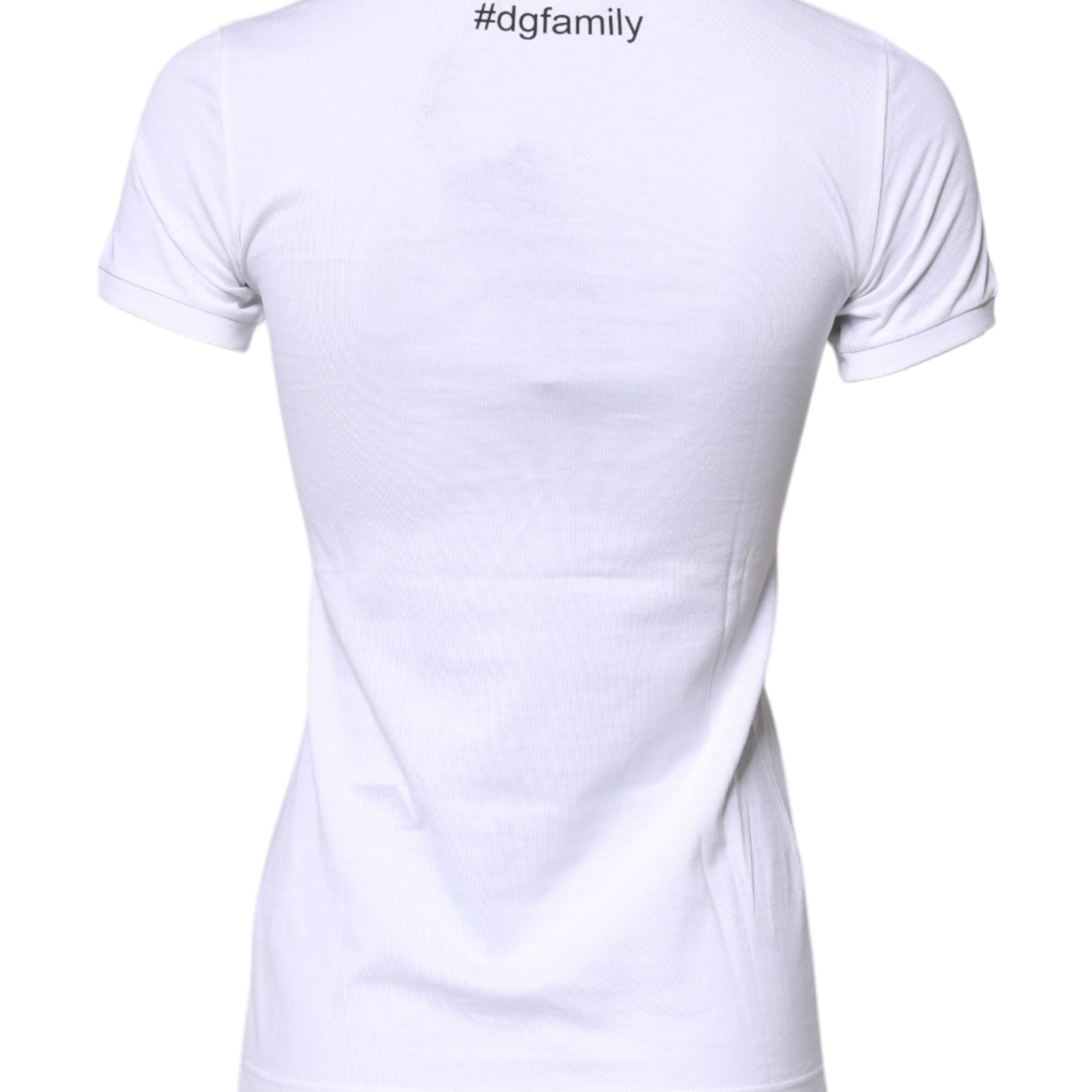 Dolce & Gabbana White Cotton #DGFAMILY Embroidery T-shirt