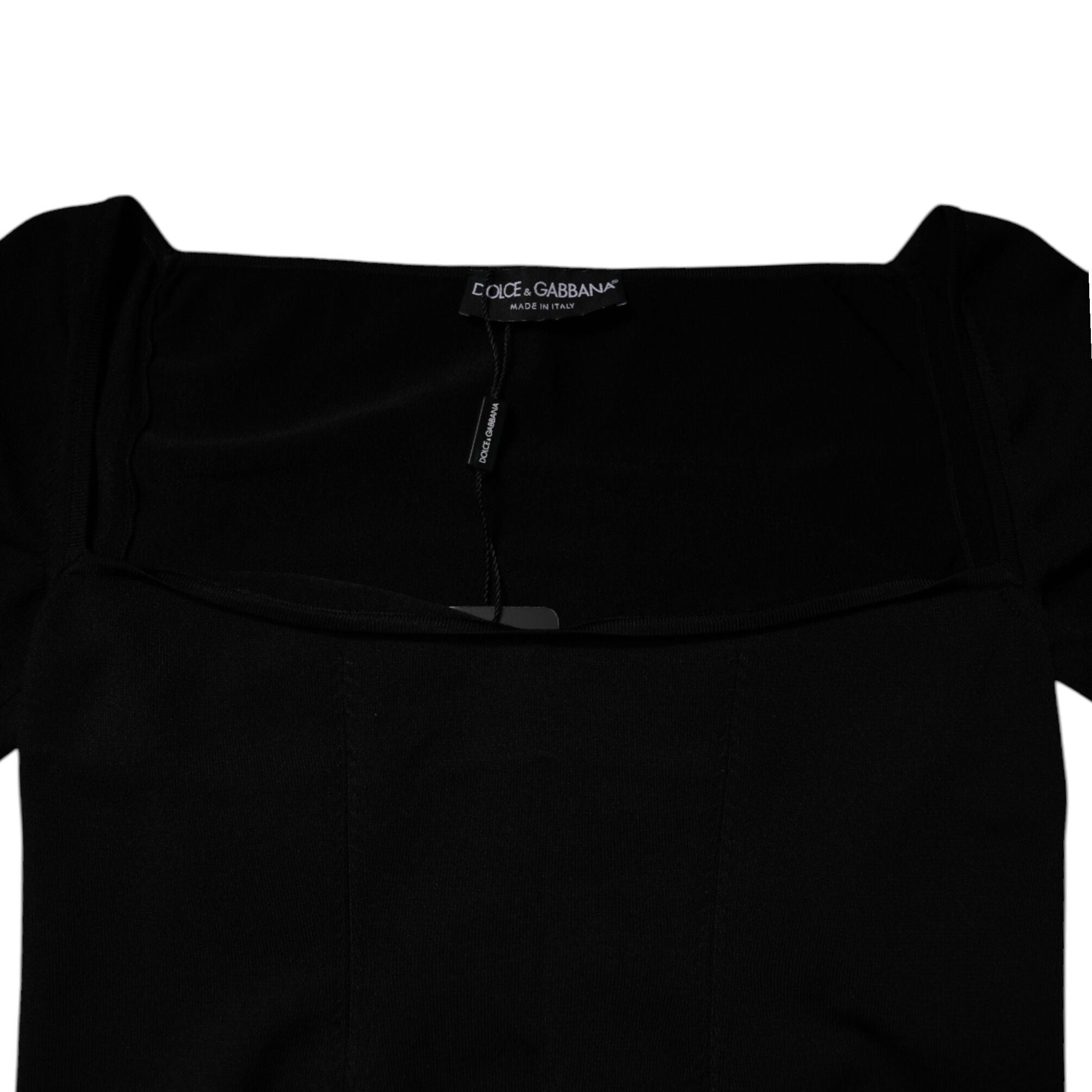 Dolce & Gabbana Black Square Neckline Long Sleeves Sweater
