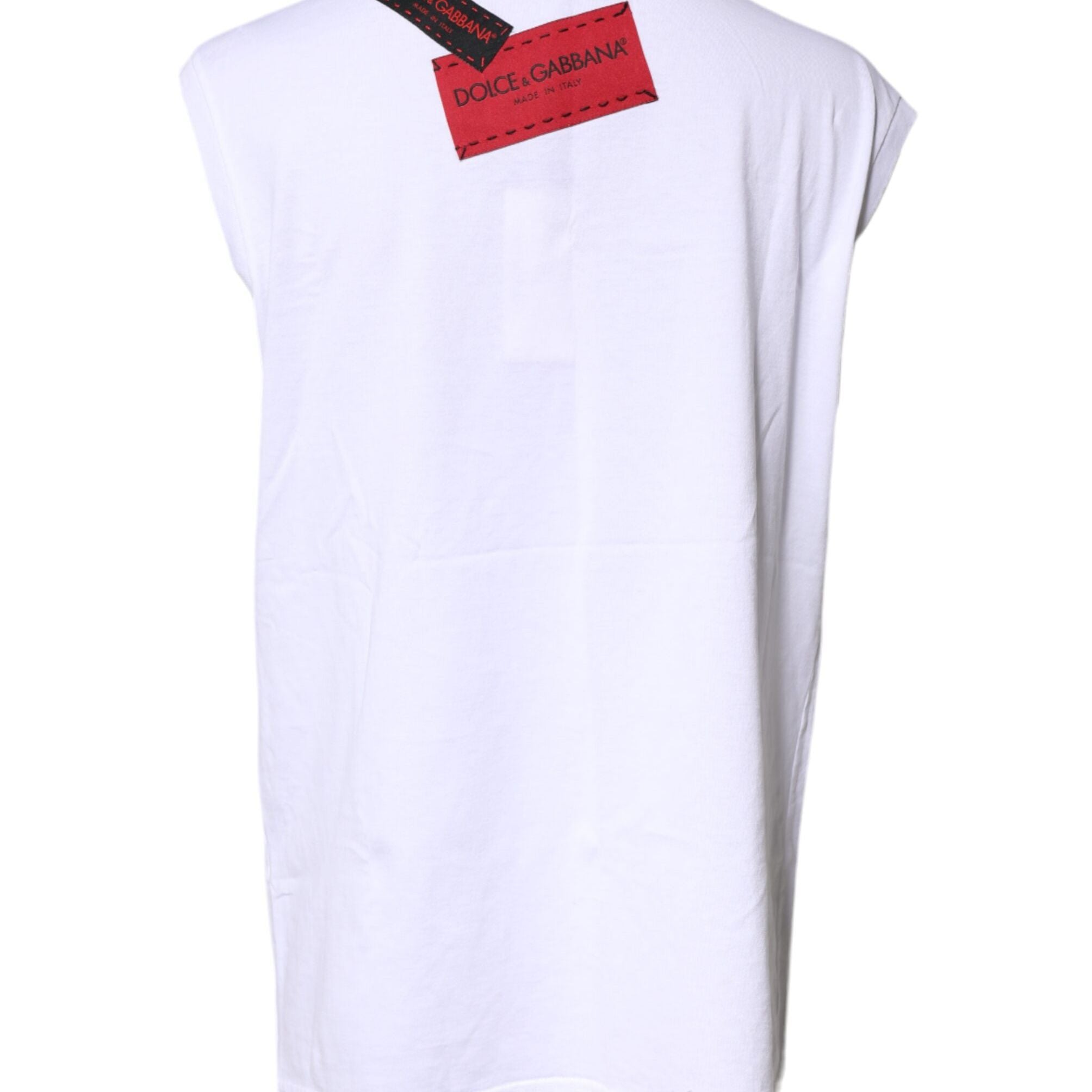 Dolce & Gabbana White Floral Graphic Print Sleeveless Tank Top