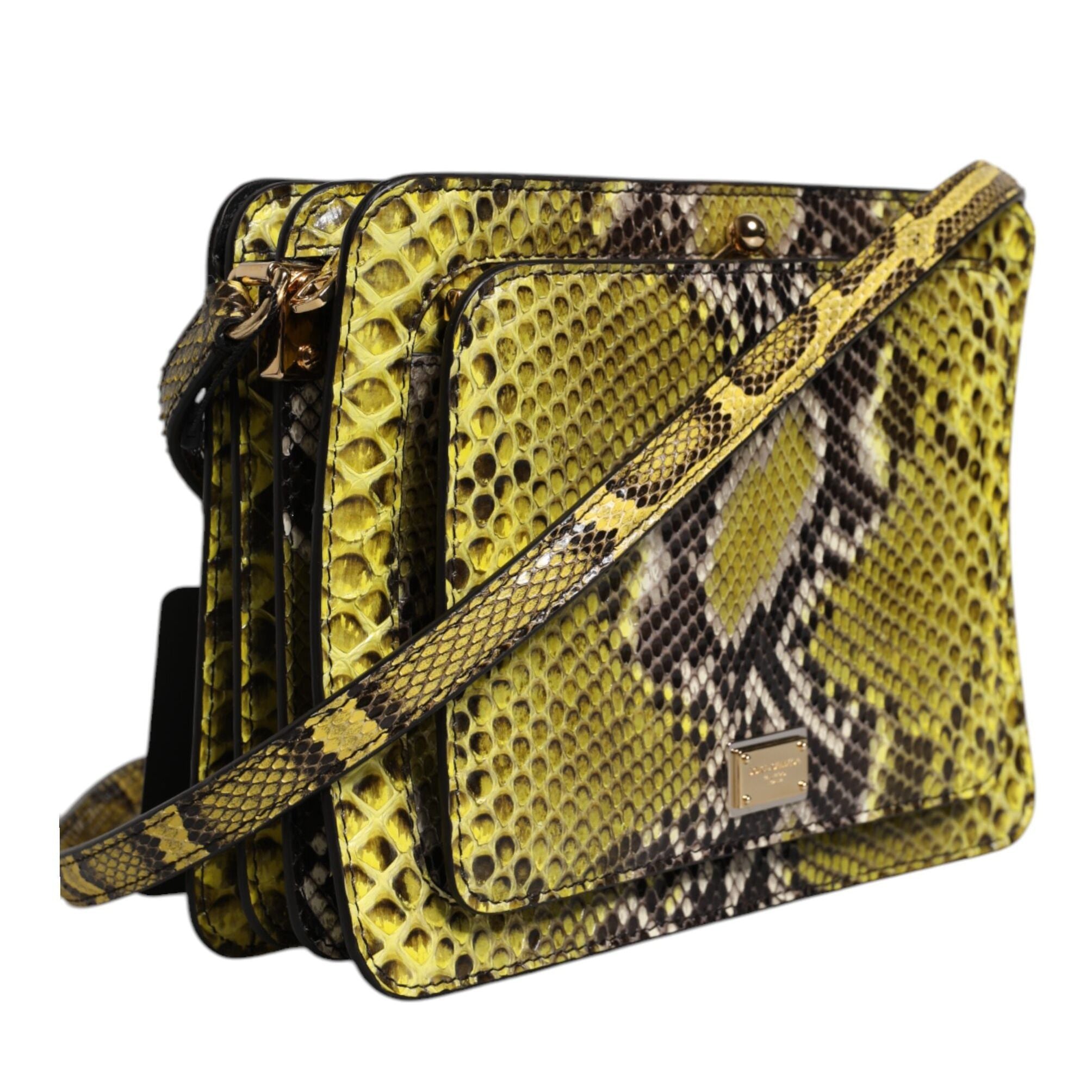 Dolce & Gabbana Green Exotic Leather DG Plaque Crossbody Clutch Bag