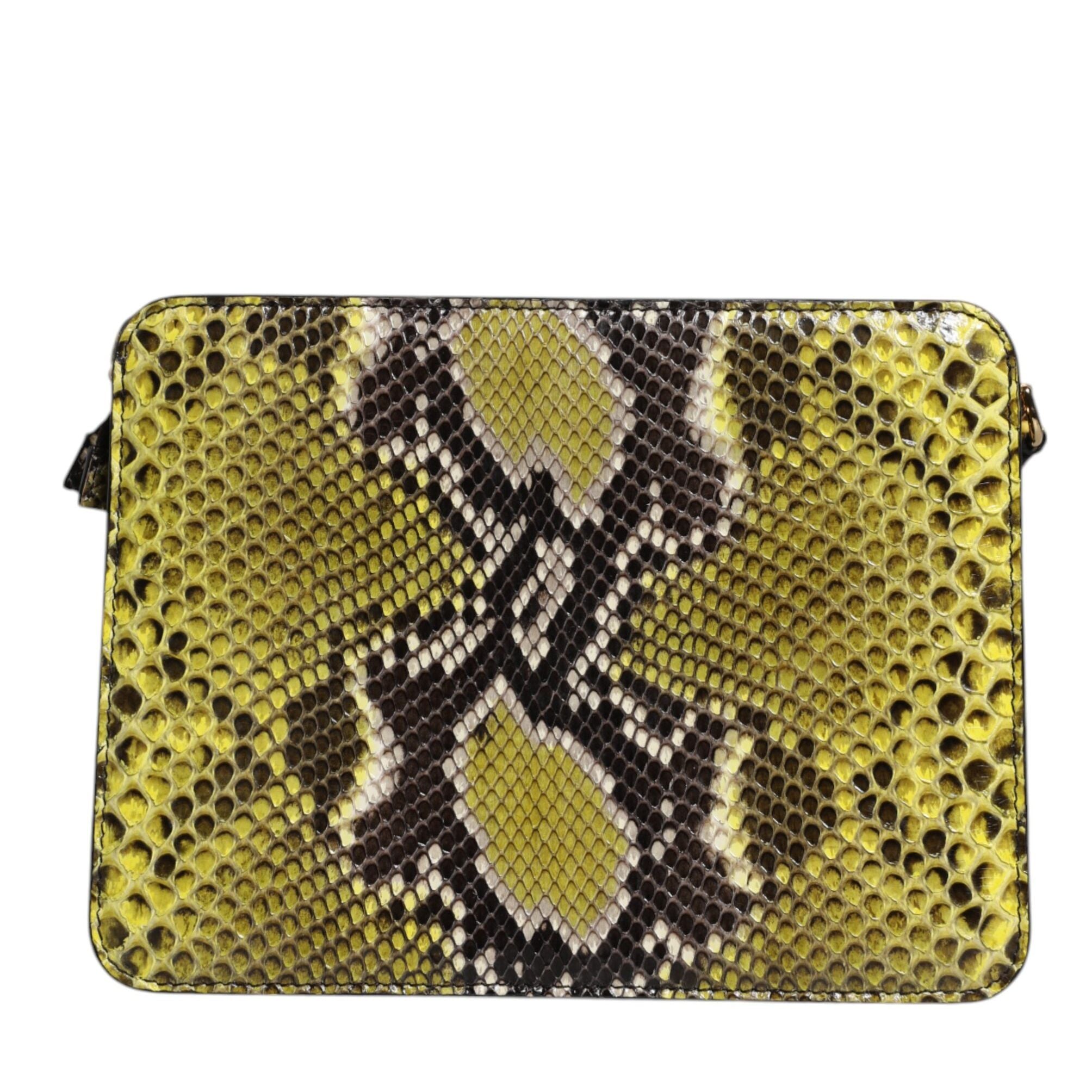Dolce & Gabbana Green Exotic Leather DG Plaque Crossbody Clutch Bag
