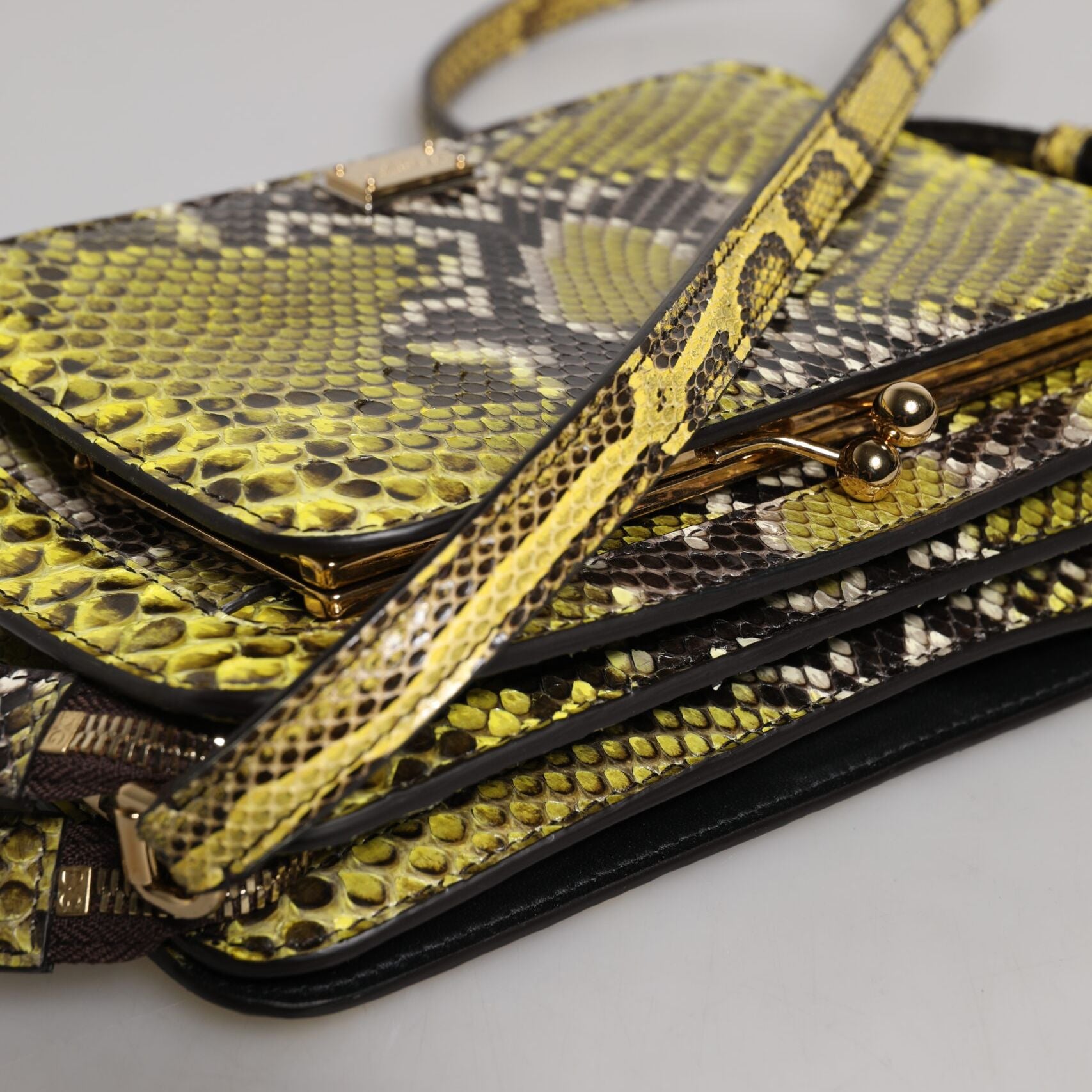 Dolce & Gabbana Green Exotic Leather DG Plaque Crossbody Clutch Bag