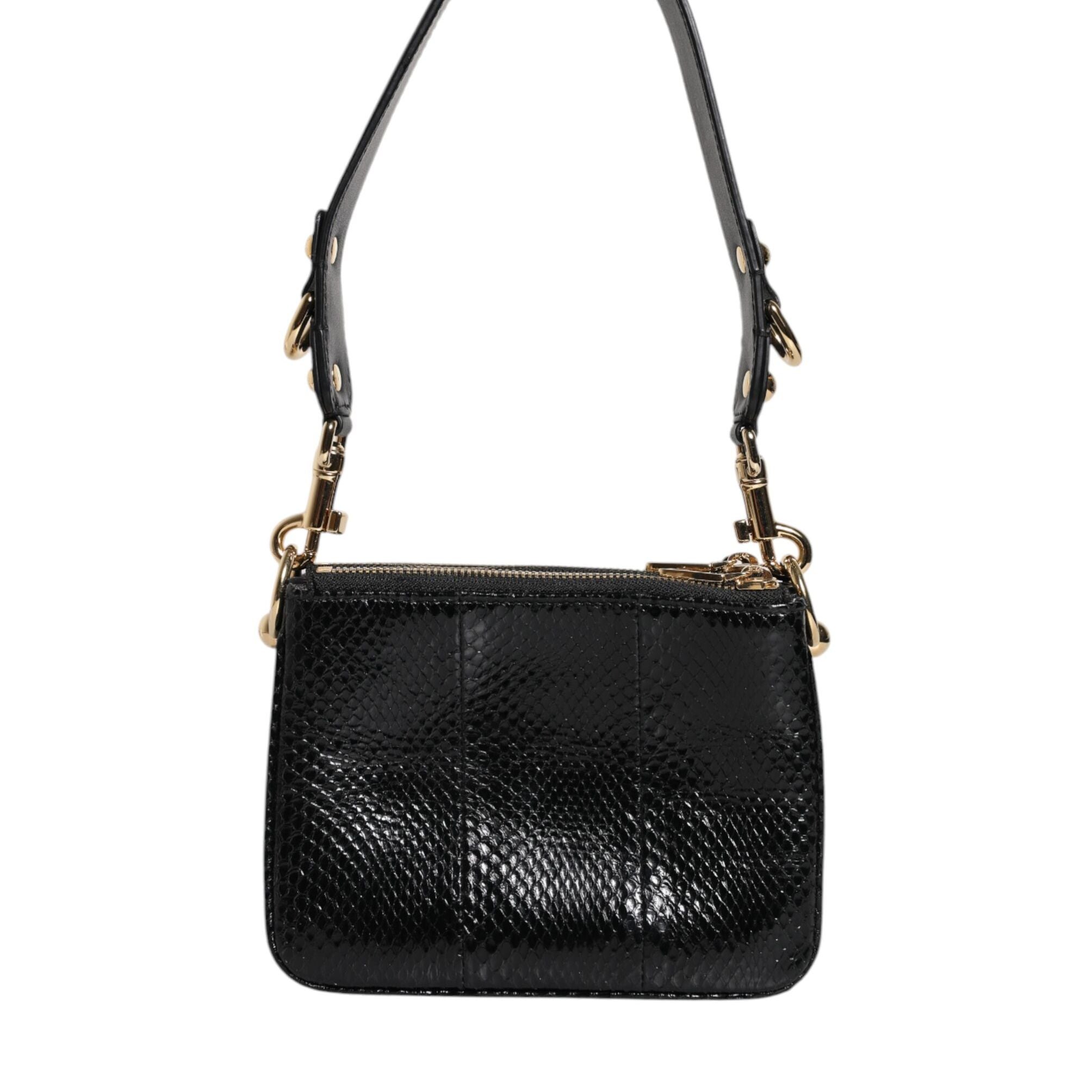 Dolce & Gabbana Black Exotic Leather Shoulder Sling Clutch Bag