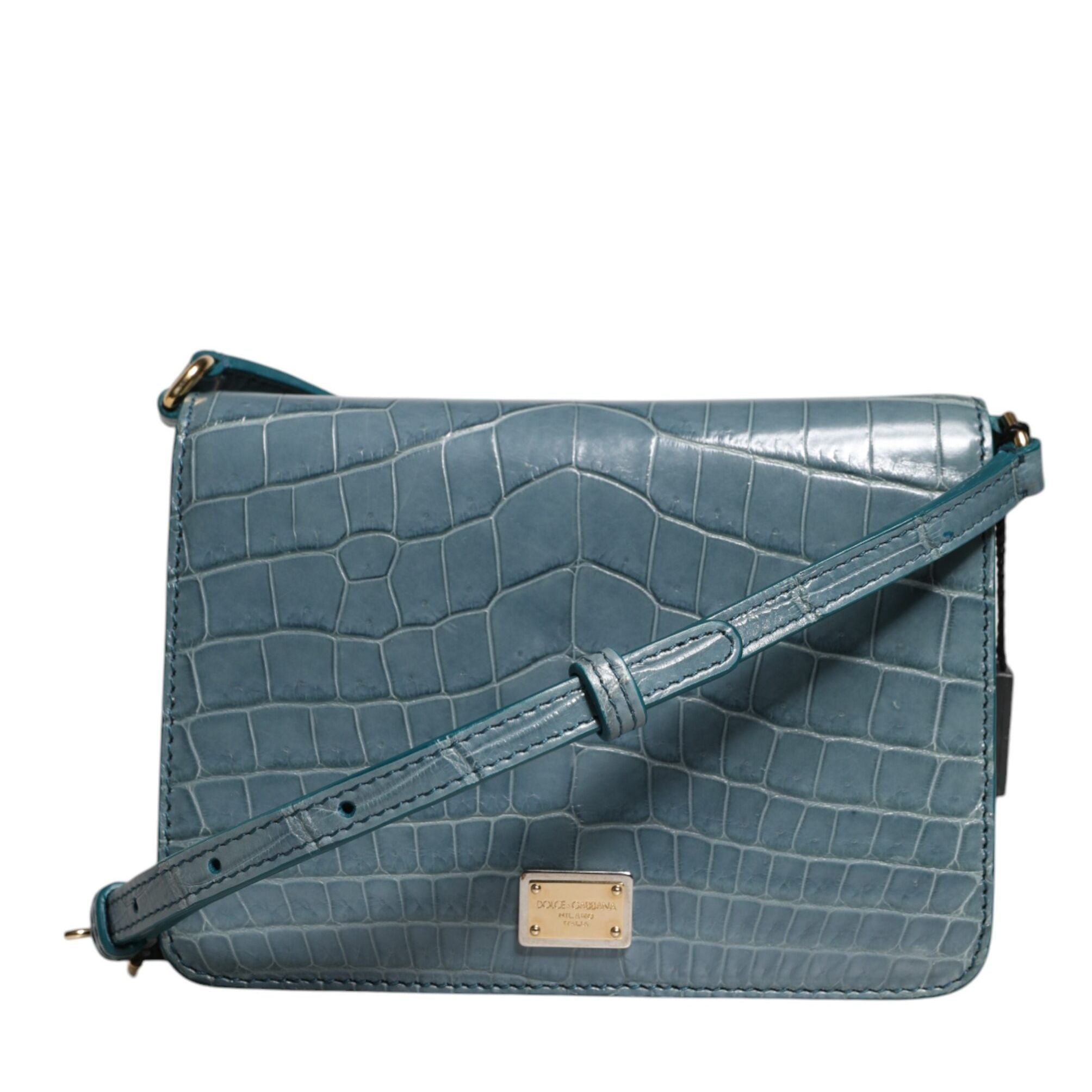 Dolce & Gabbana Green Exotic Leather DG Plaque Crossbody Mini Bag